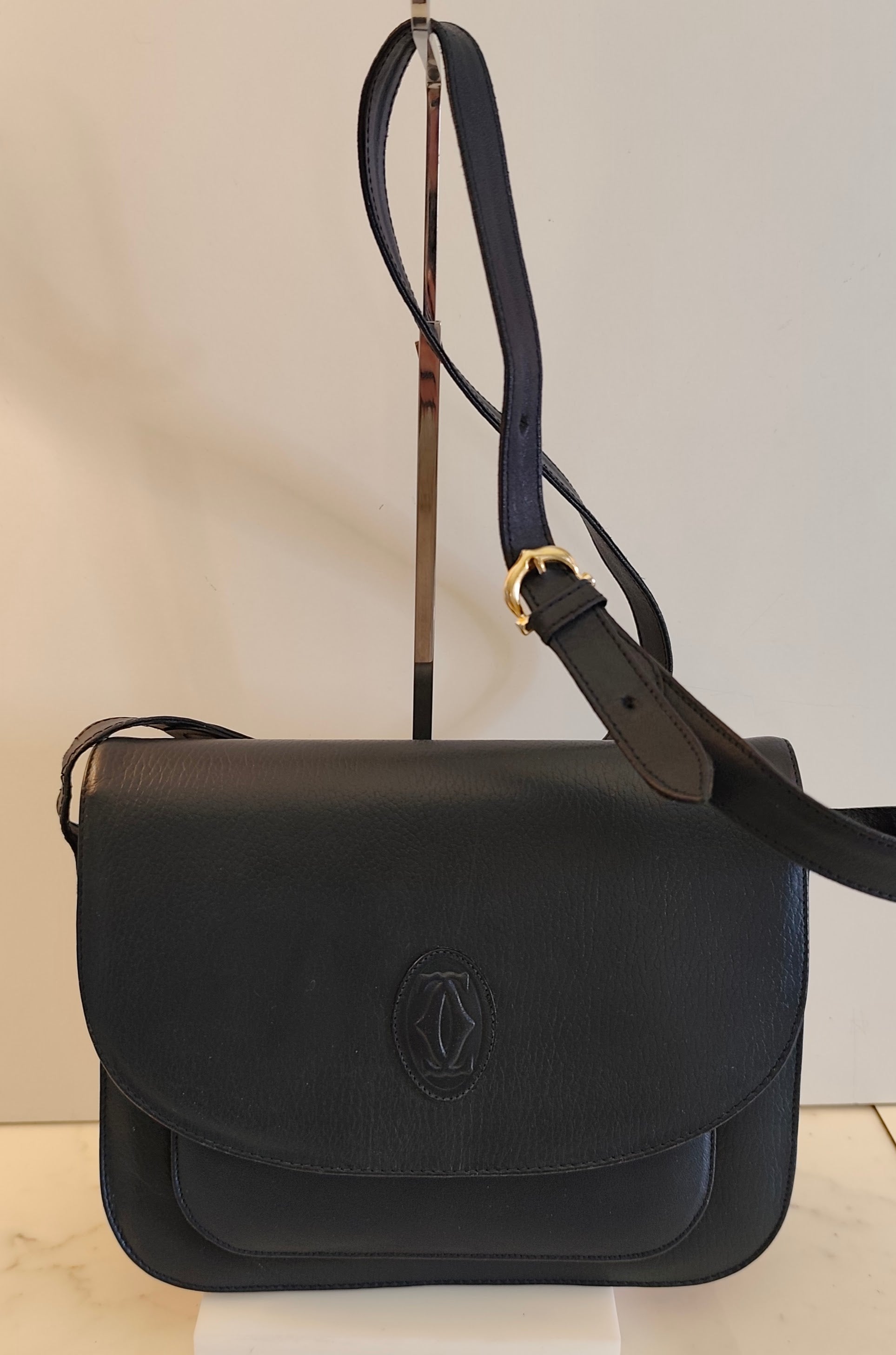 Cartier - Camera Bag a 3 Soffietti in Pelle Blu Vintage
