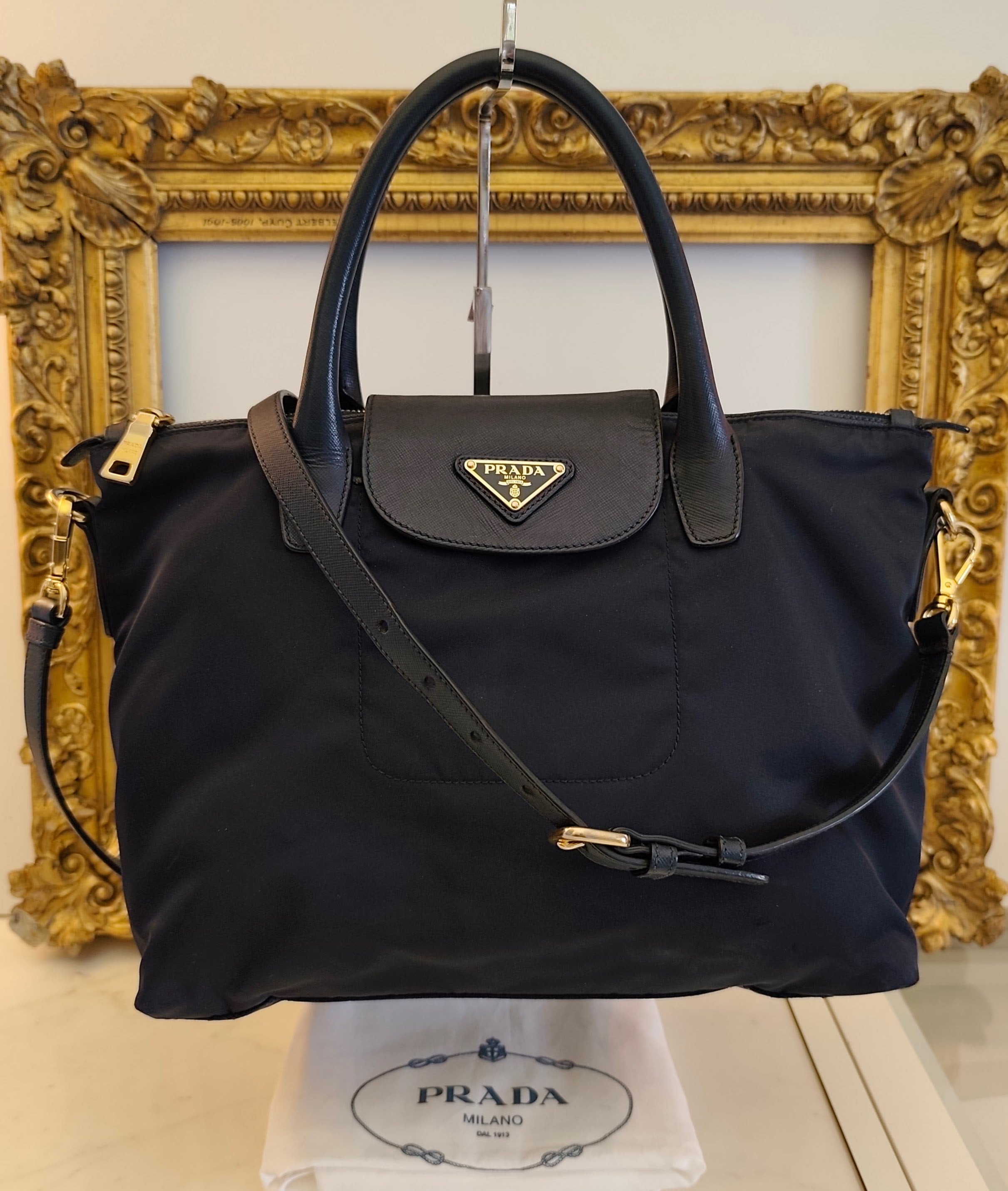 Prada - Tote Shopper con Tracolla Re-Nylon Blu Diplomatico