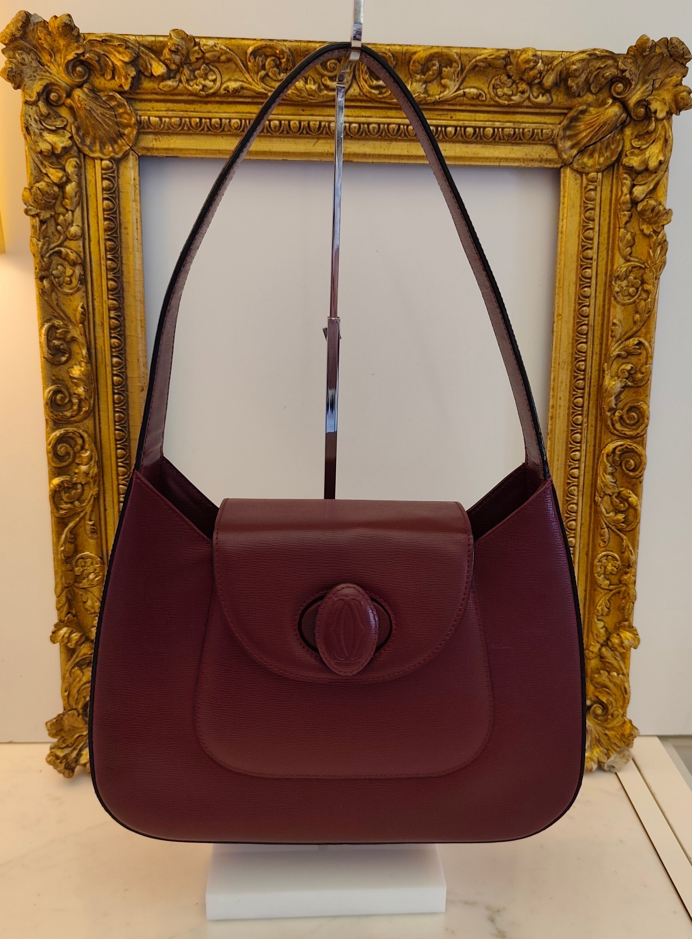 Cartier - Borsa a Spalla in Pelle Bordeaux con Chiusura a Girello