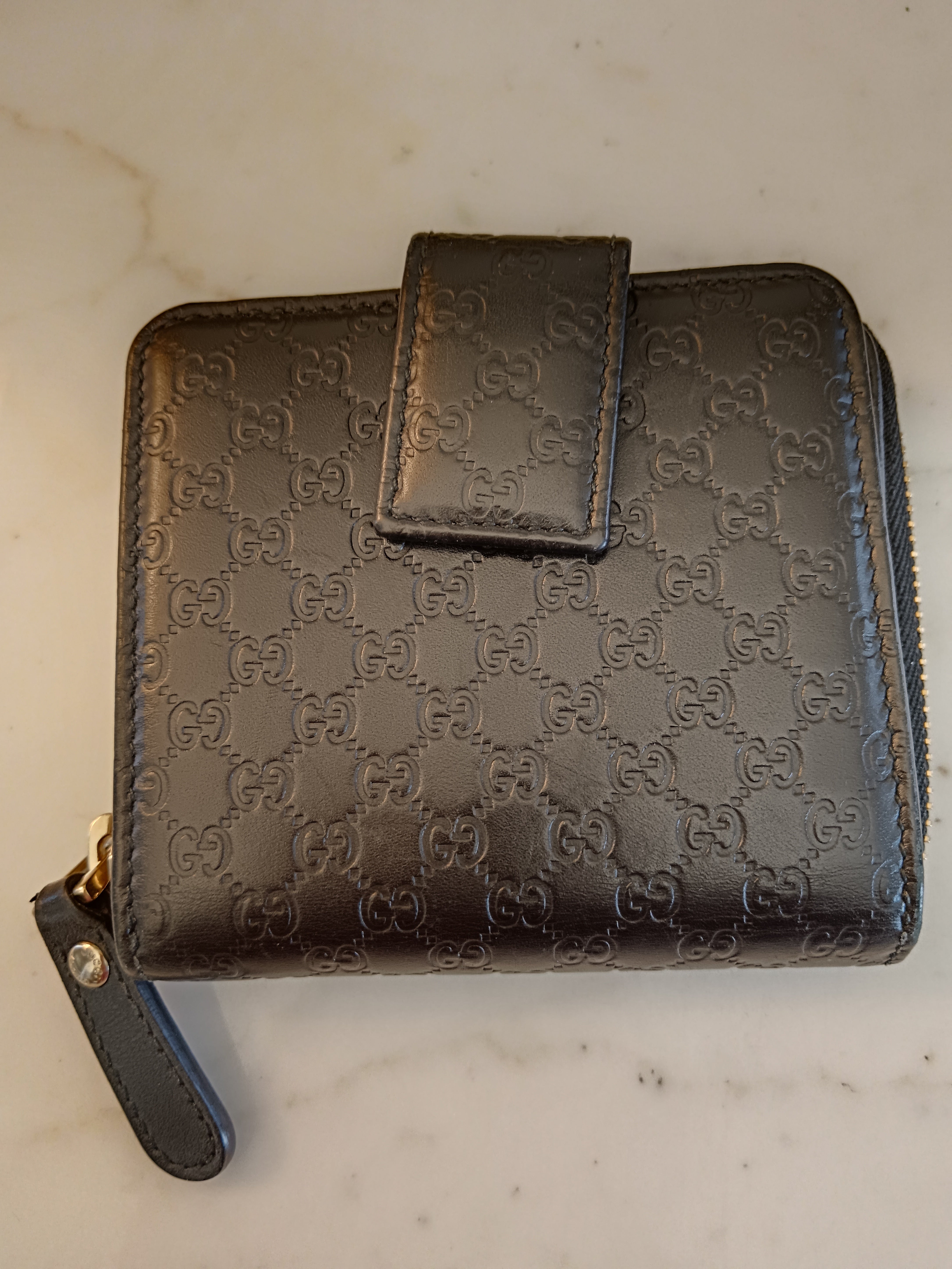 Gucci - Portafoglio compatto pelle nera guccissima