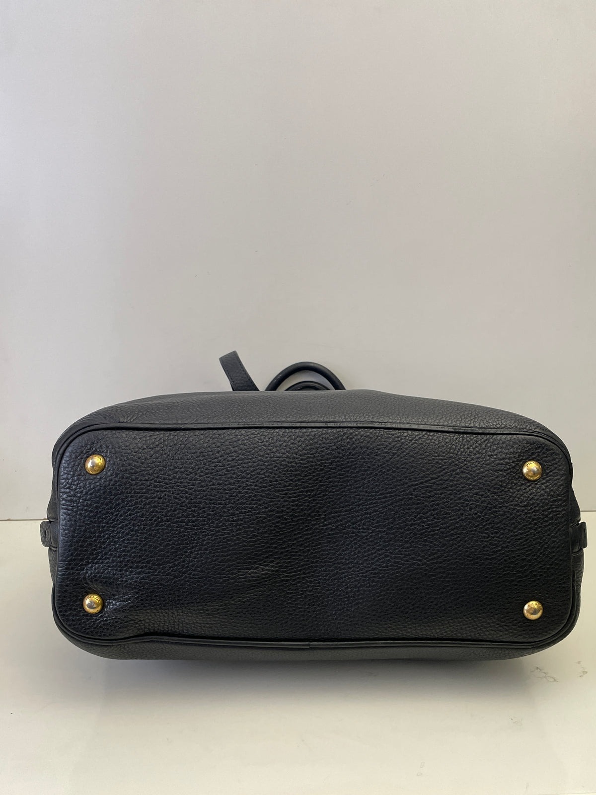 Prada - Shopper Espandibile in Pelle Martellata Nera Con Manici Corti