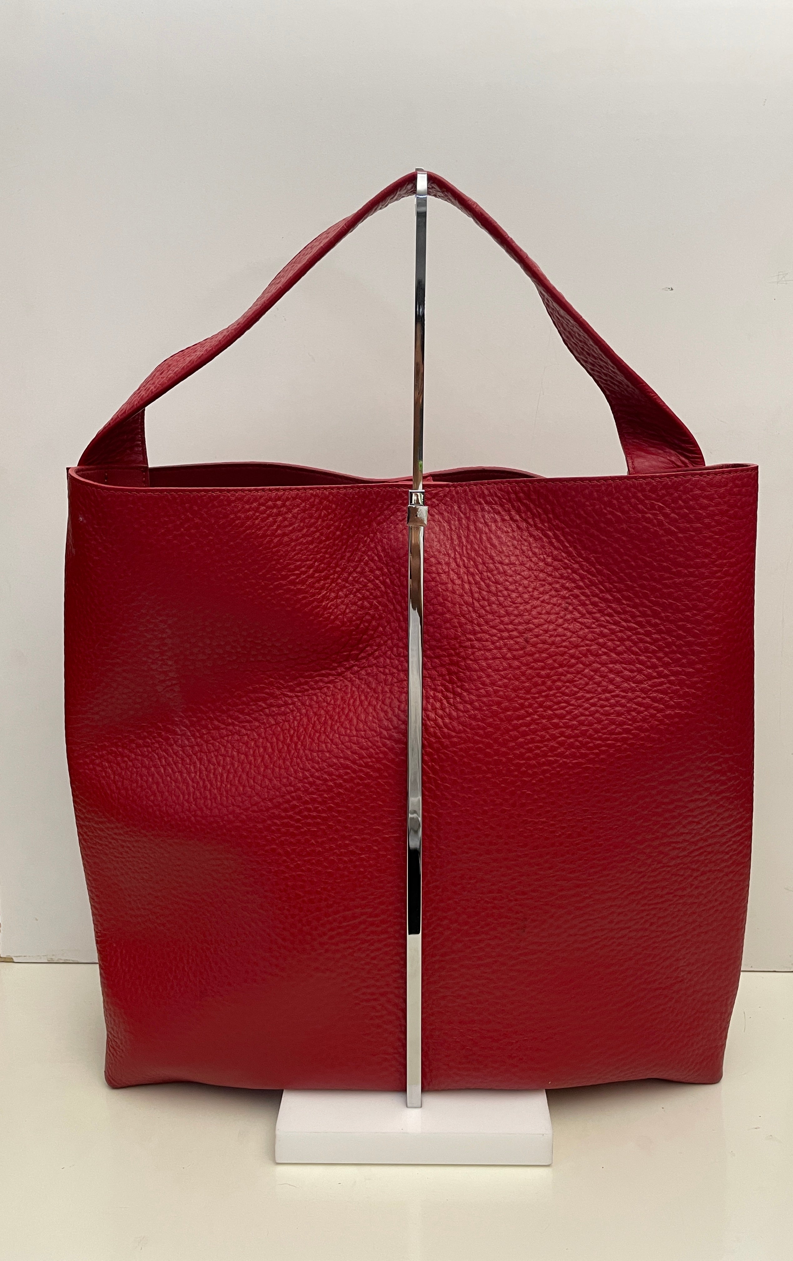 Orciani - Borsa A Spalla/Tracolla Piattina Pelle Rossa