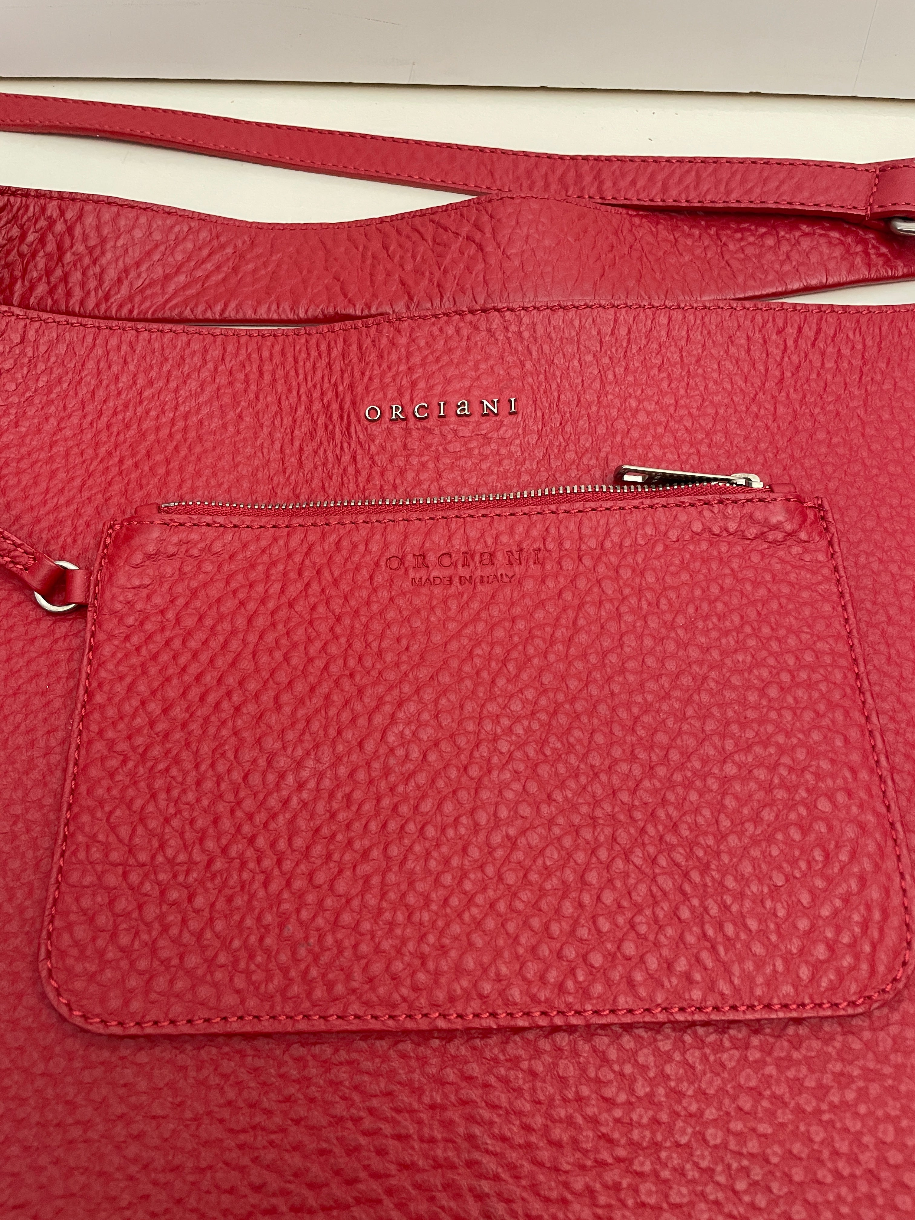 Orciani - Borsa A Spalla/Tracolla Piattina Pelle Rossa