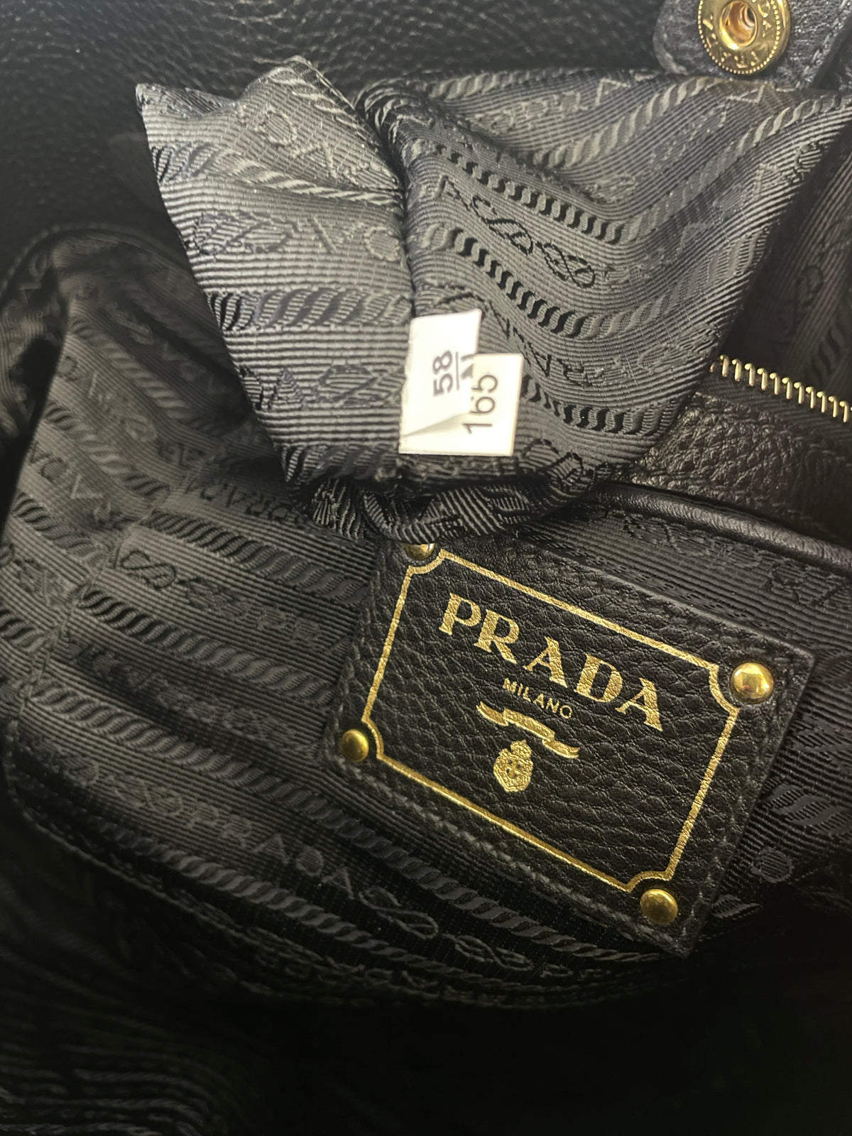 Prada - Tote Shopper Nylon Nero con Fasce in Pelle e Doppi Anelli FULL SET