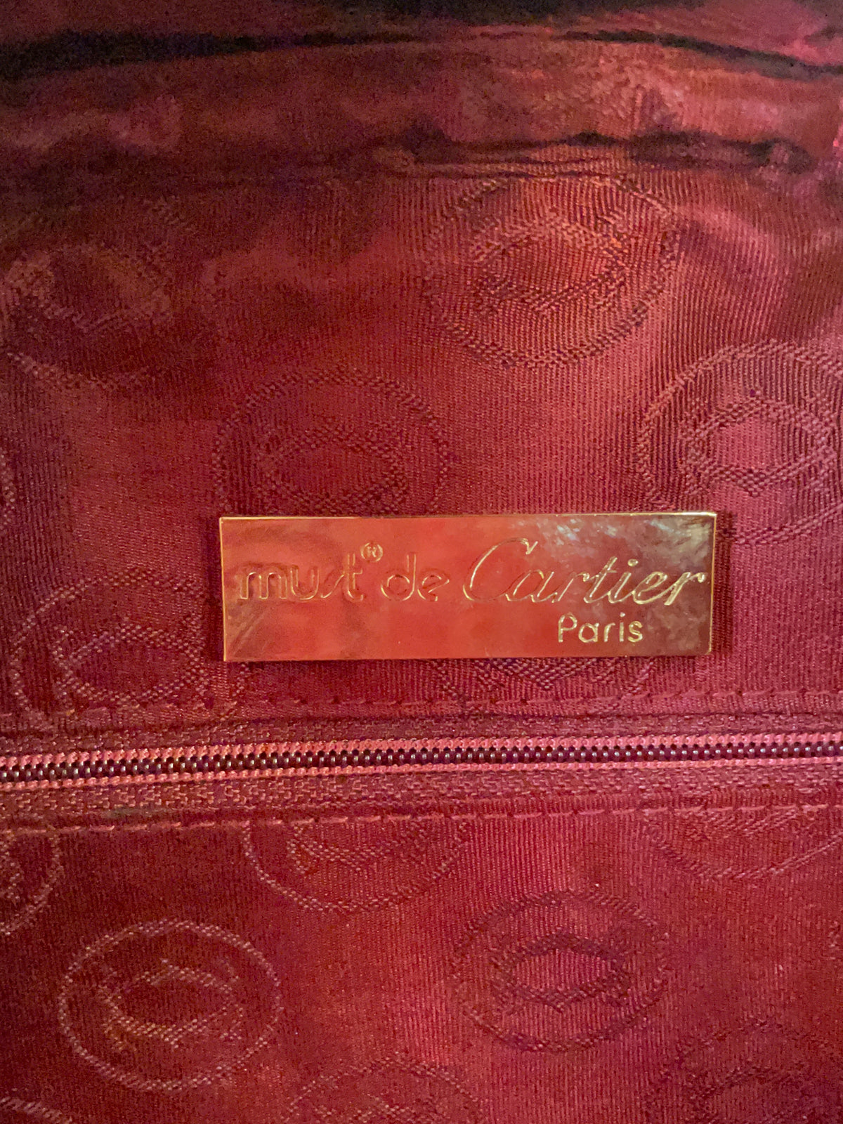 Cartier - Borsa a Mano Mezzaluna in Pelle Bordeaux