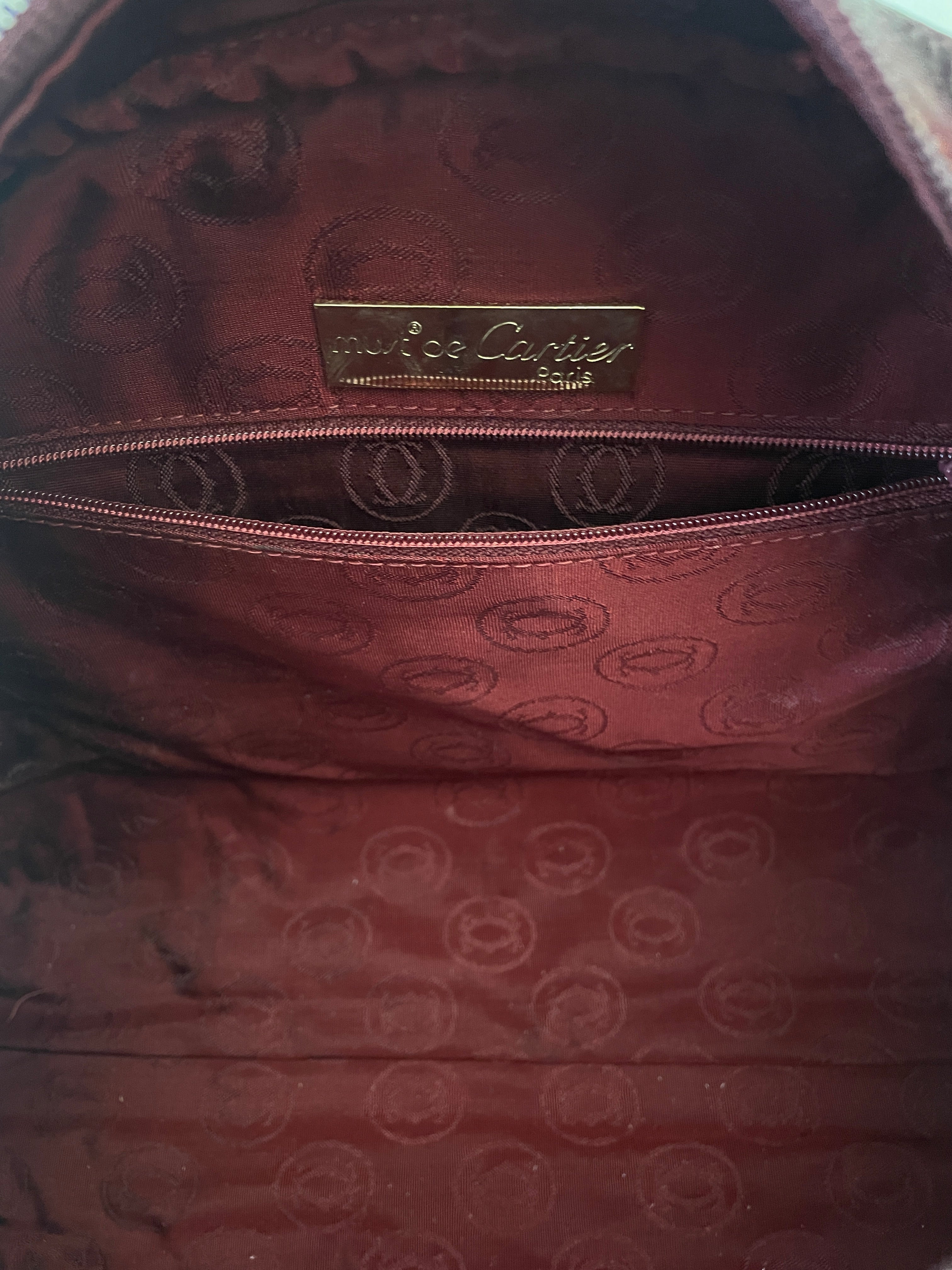 Cartier - Borsa a Mano Mezzaluna in Pelle Bordeaux