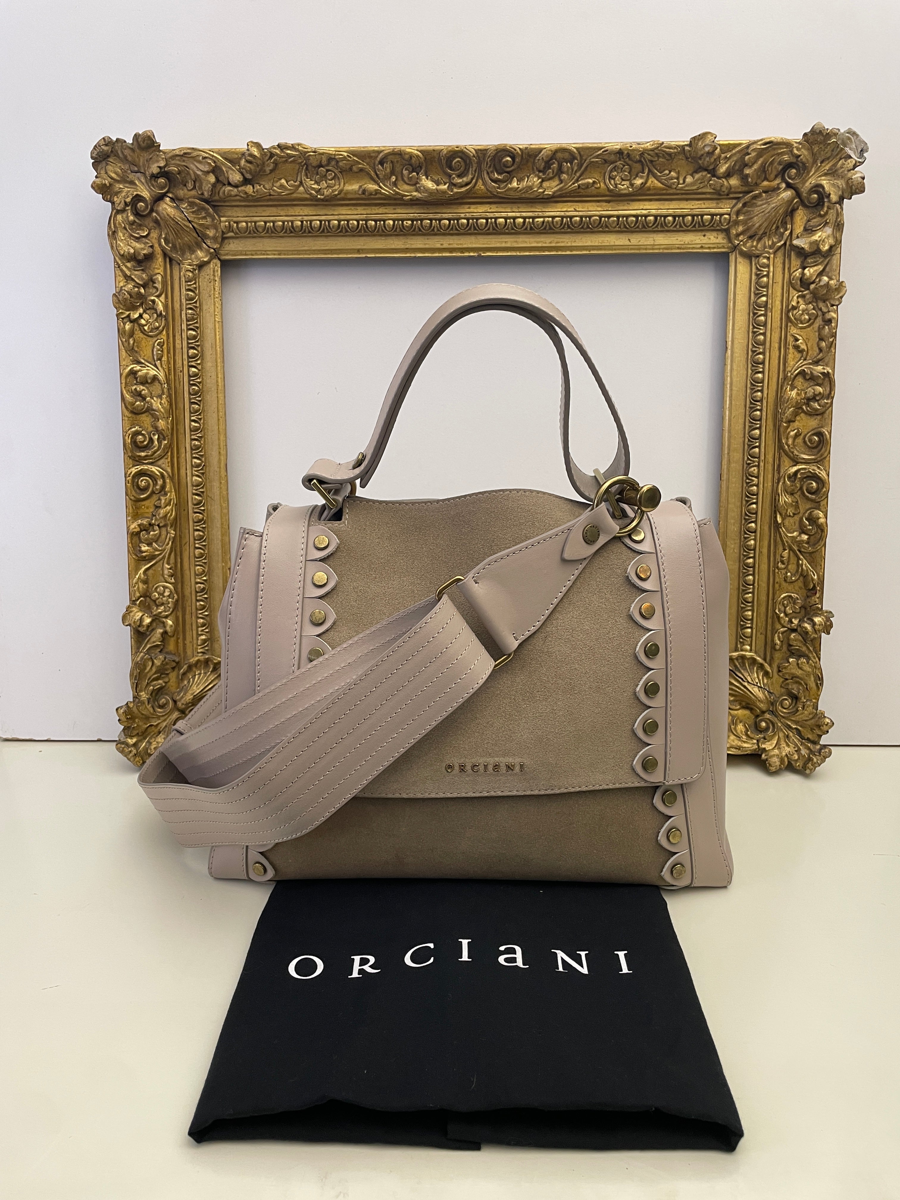 Orciani - Sveva Media In Pelle E Suede Beige
