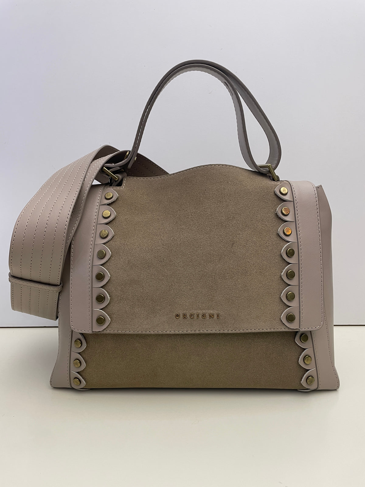 Orciani - Sveva Media In Pelle E Suede Beige