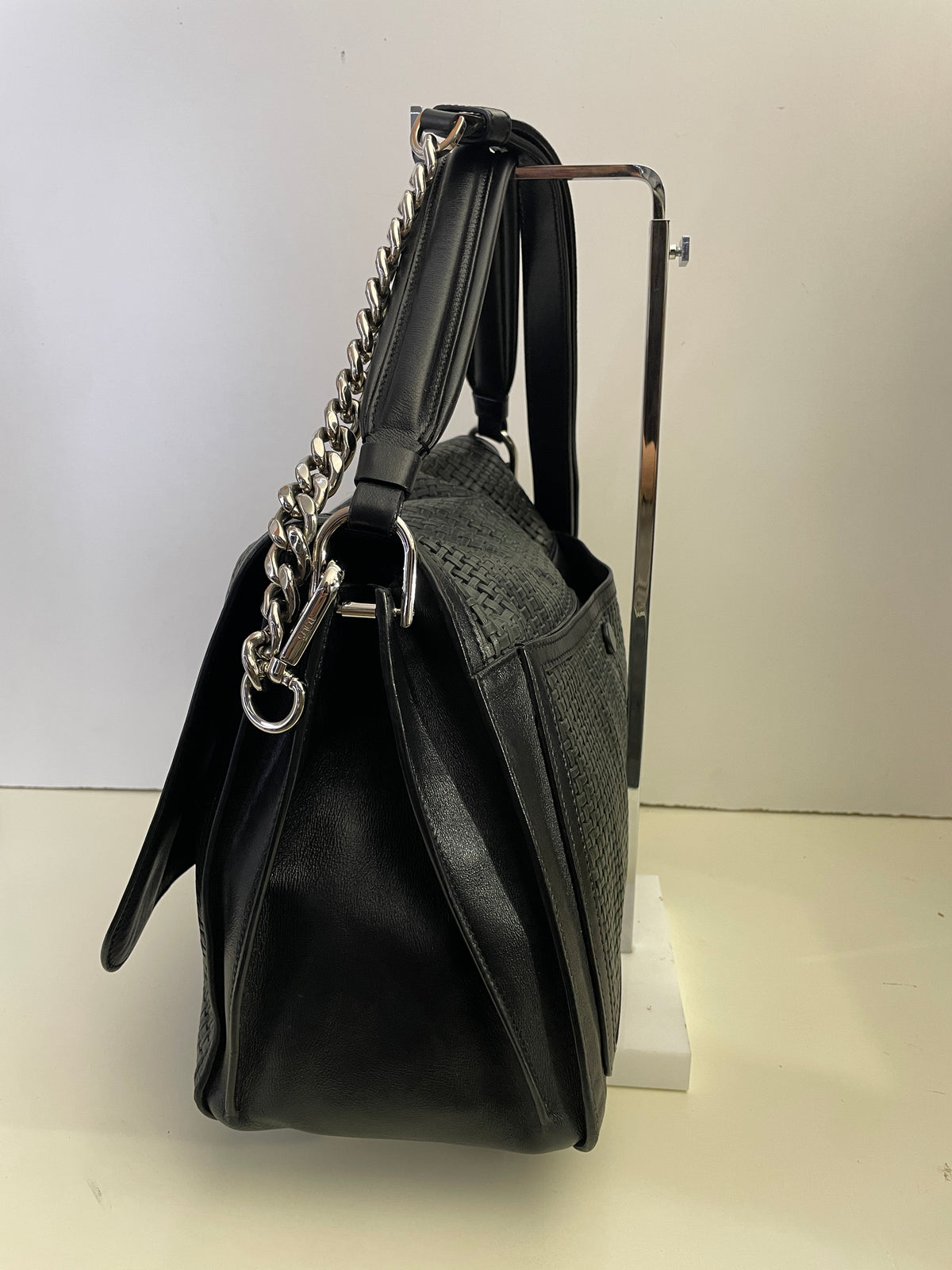 Tod's - Double T Pelle Nera E Intreccio Grigio Scuro