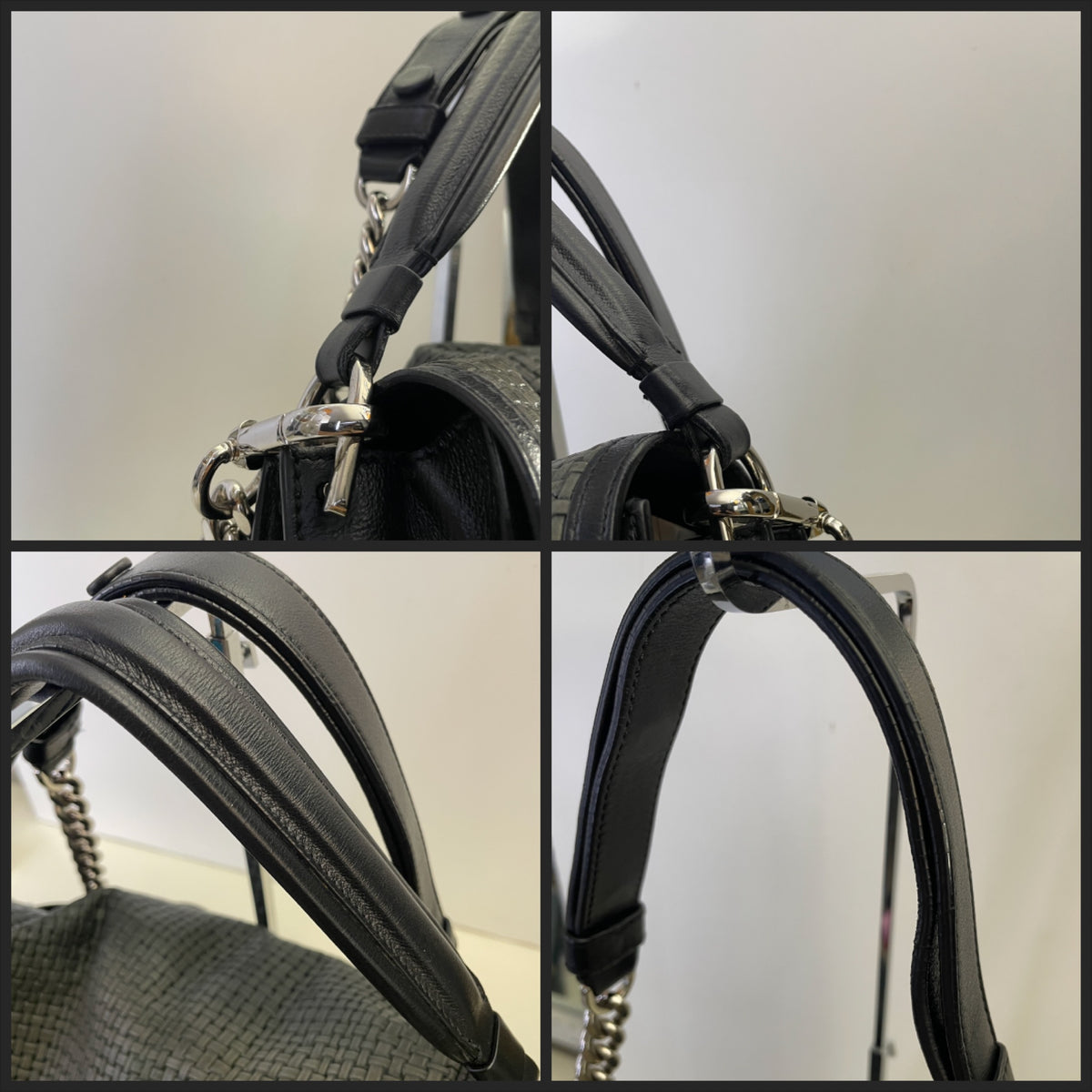 Tod's - Double T Pelle Nera E Intreccio Grigio Scuro