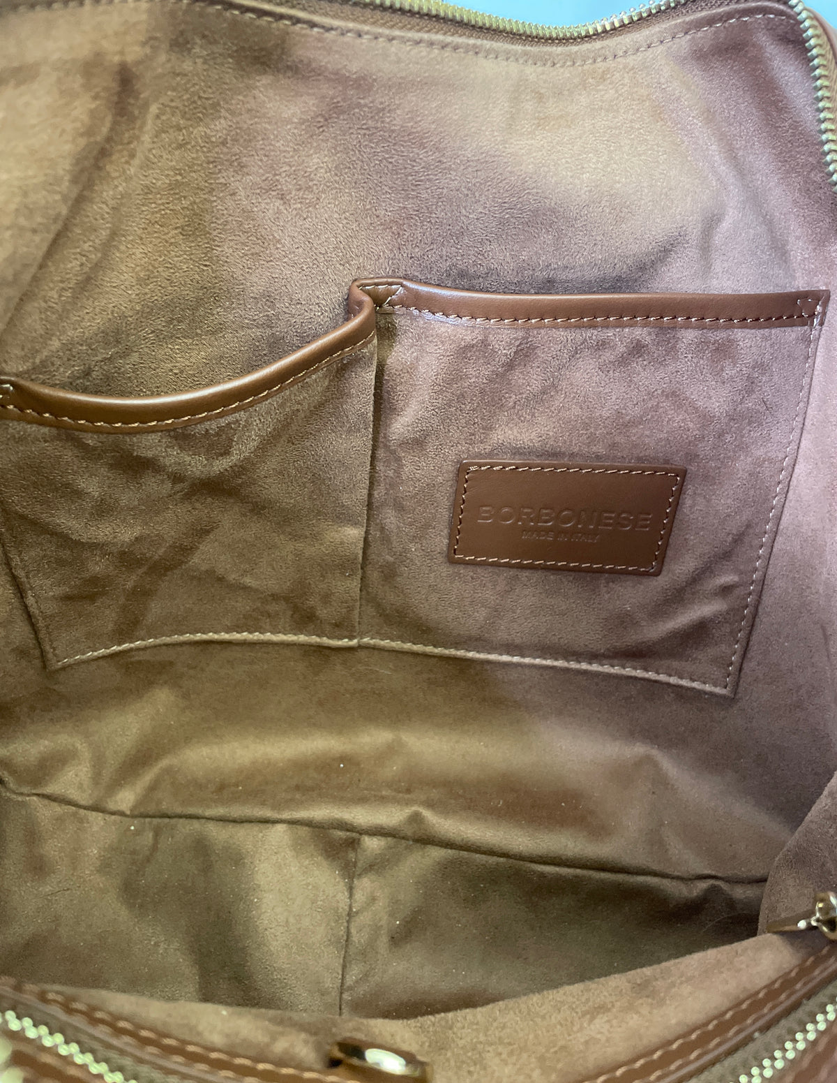Borbonese - Hobo "Oyster" Pelle Cognac Con Bordi Tapiro