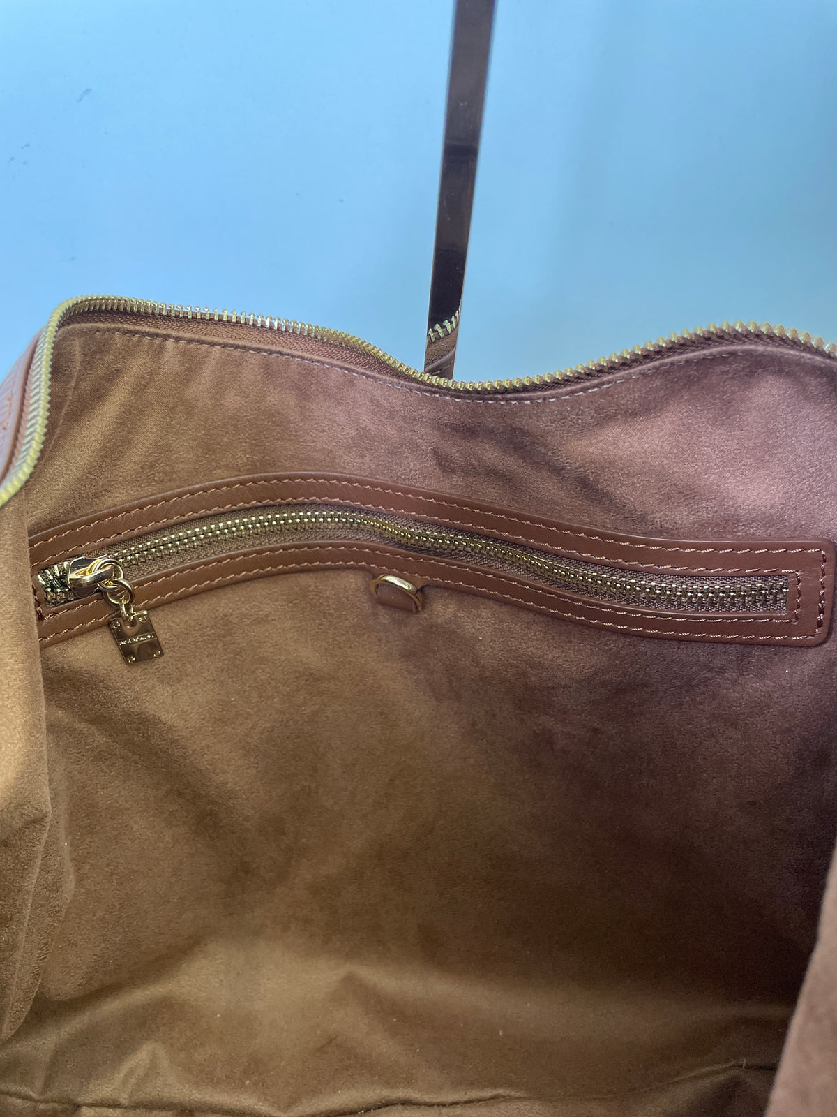Borbonese - Hobo "Oyster" Pelle Cognac Con Bordi Tapiro