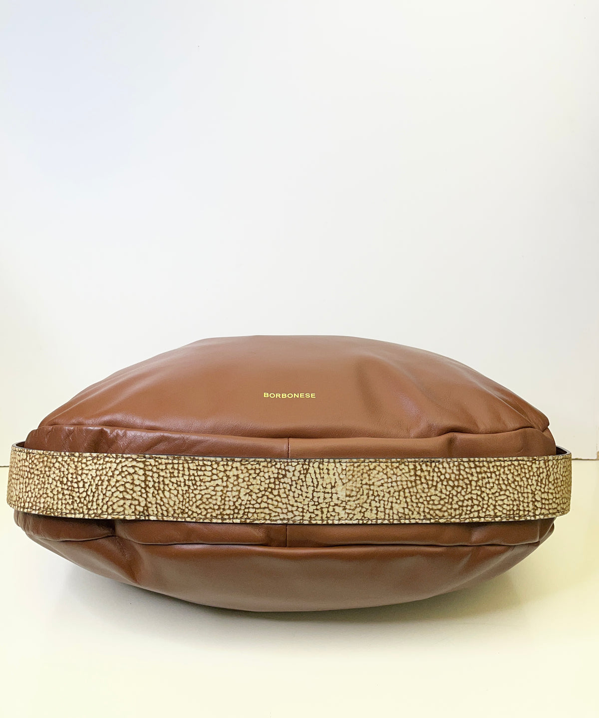 Borbonese - Hobo "Oyster" Pelle Cognac Con Bordi Tapiro