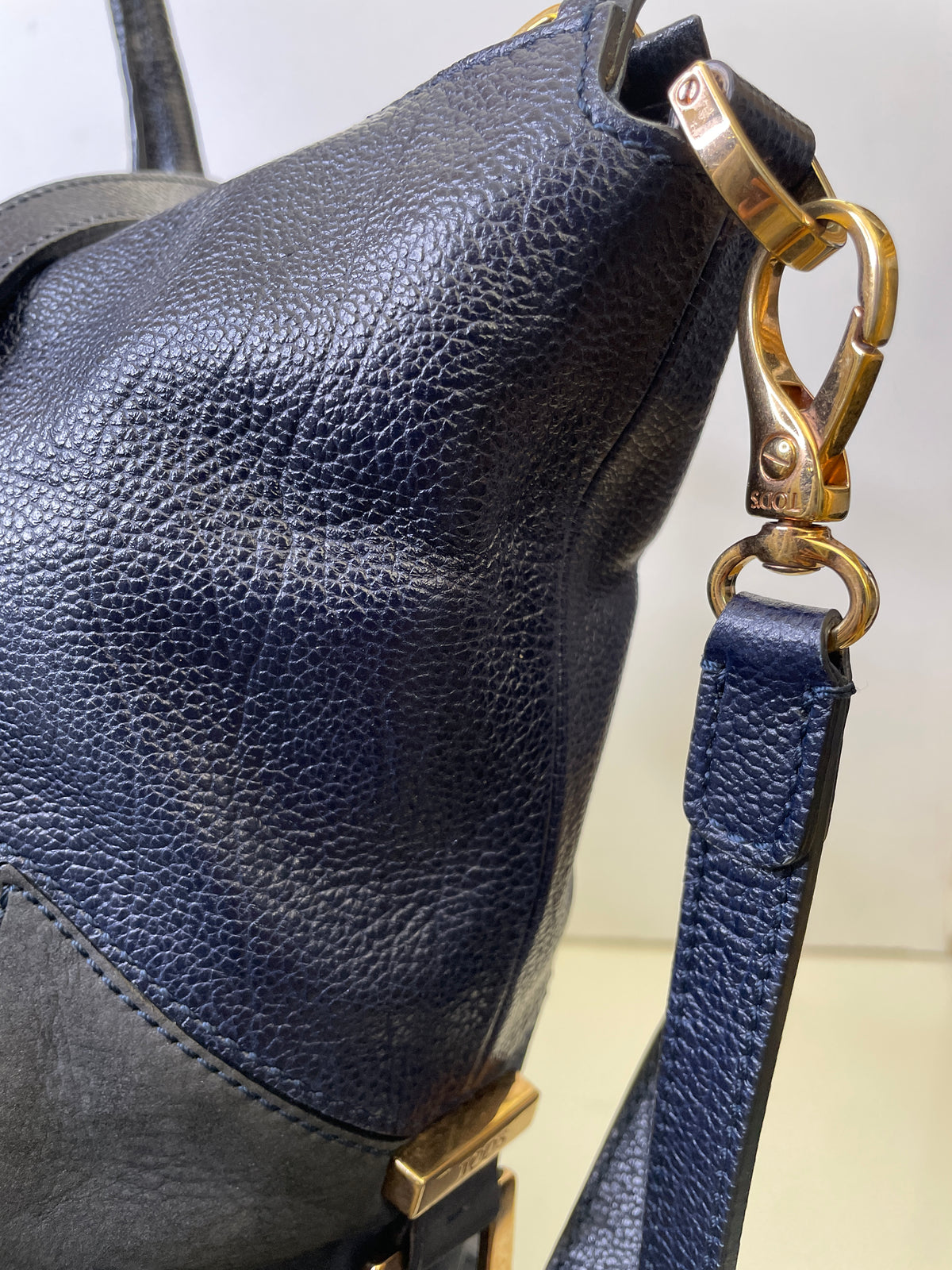 Tod's - Shopper In Pelle Blu e Suede Nero