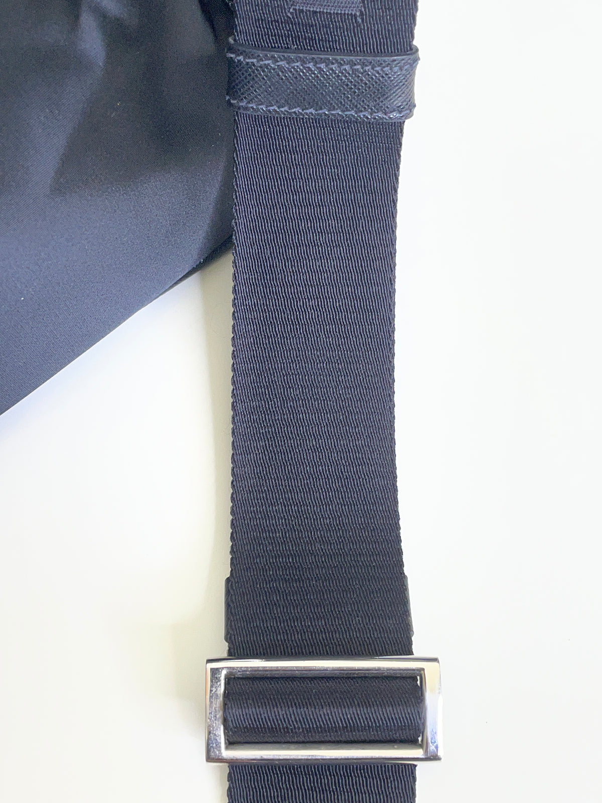 Prada Cartella Doppie Tasche Nylon Nera Scritta Fronte