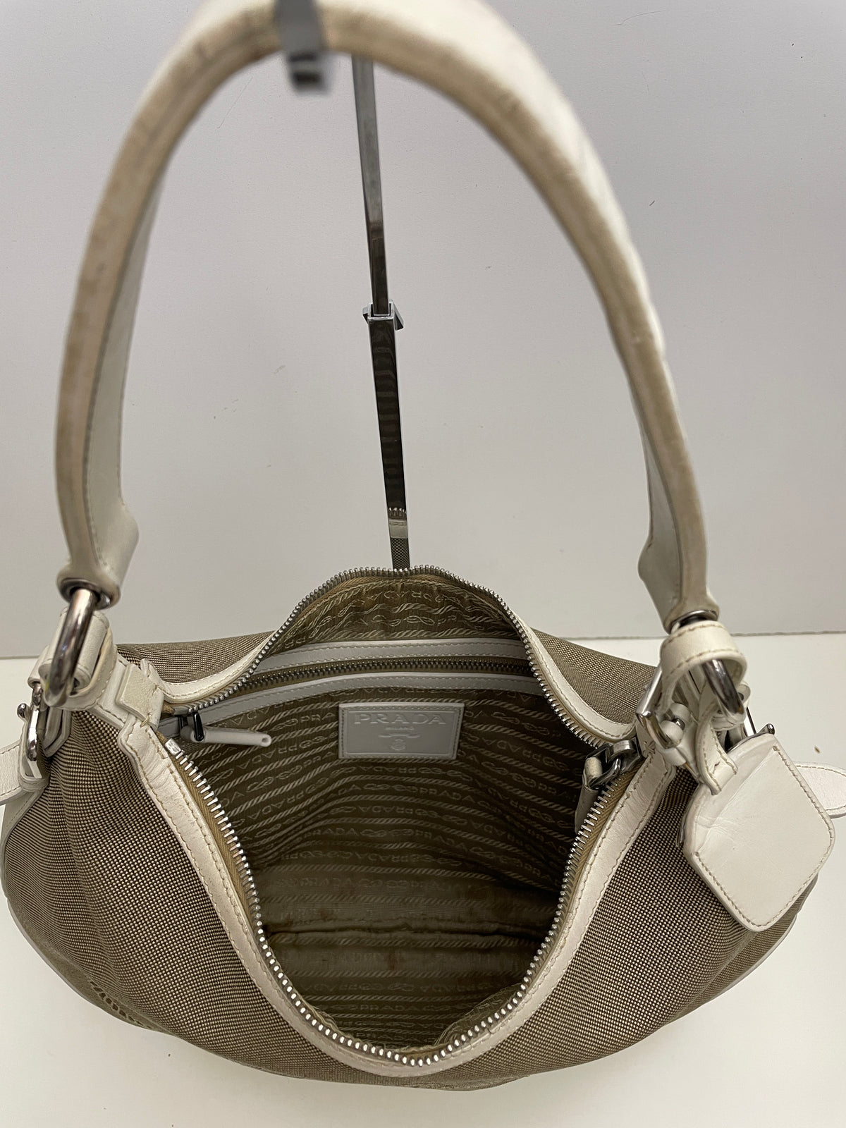 Prada - Hobo Logo Jacquard Beige e Avorio
