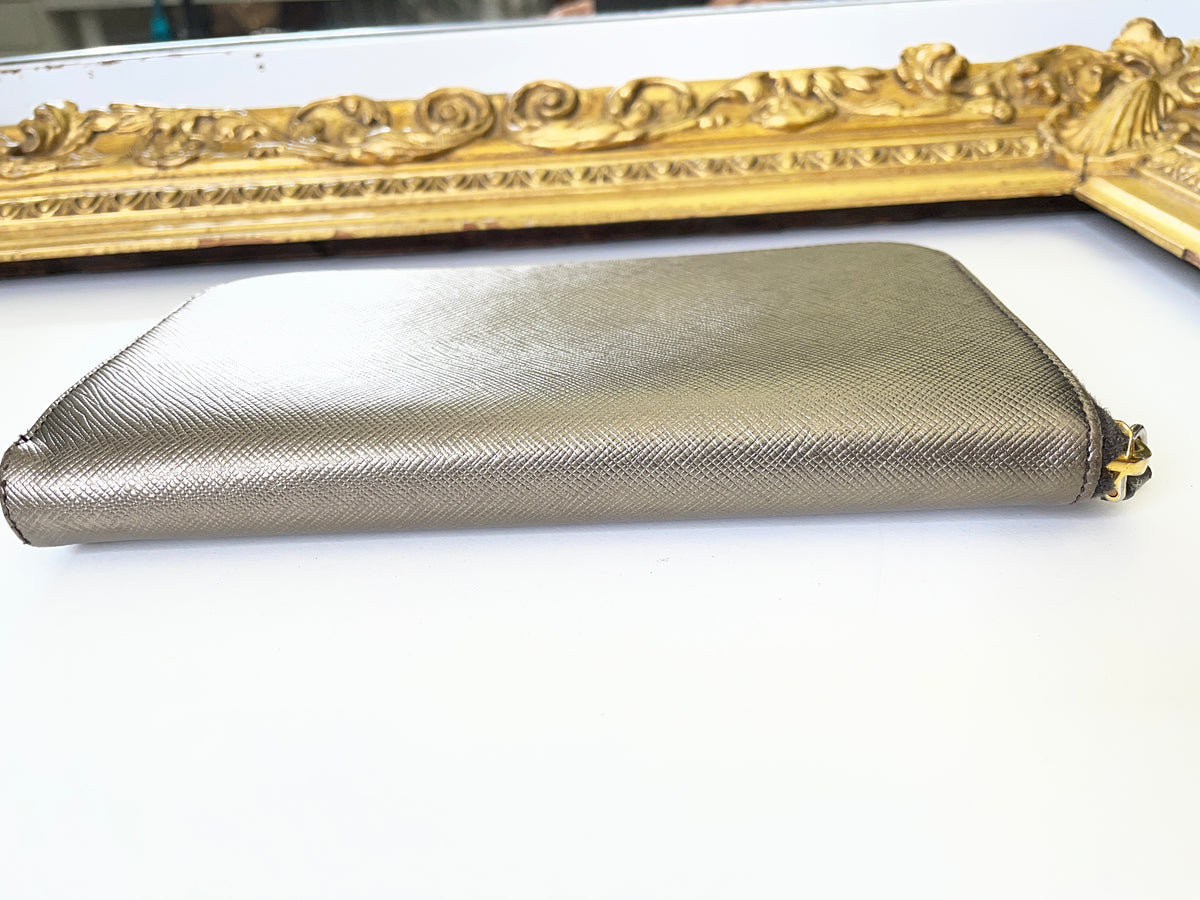 Prada Portafoglio Zip Continental Saffiano Bronzo