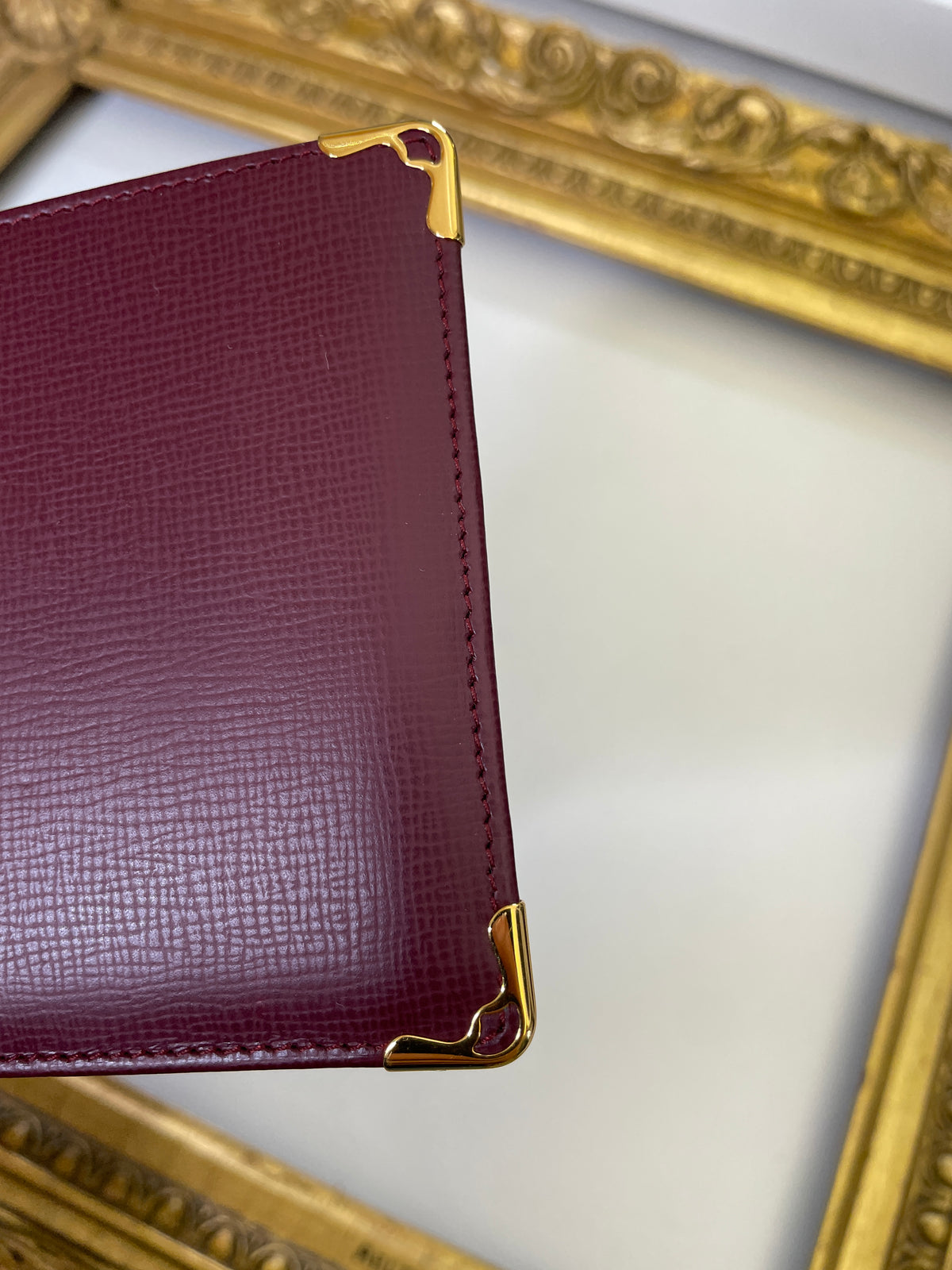Cartier Portafoglio Uomo + Portassegni in Pelle Bordeaux Full Set