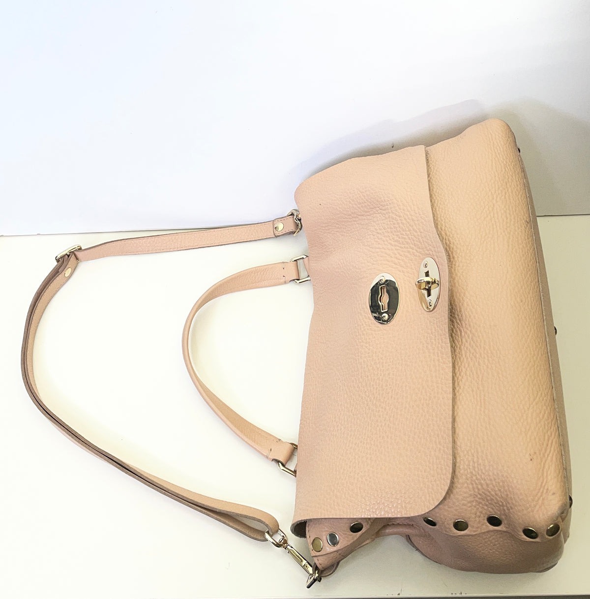 Zanellato - Postina Grande in Pelle Rosa/Nude con Tracolla