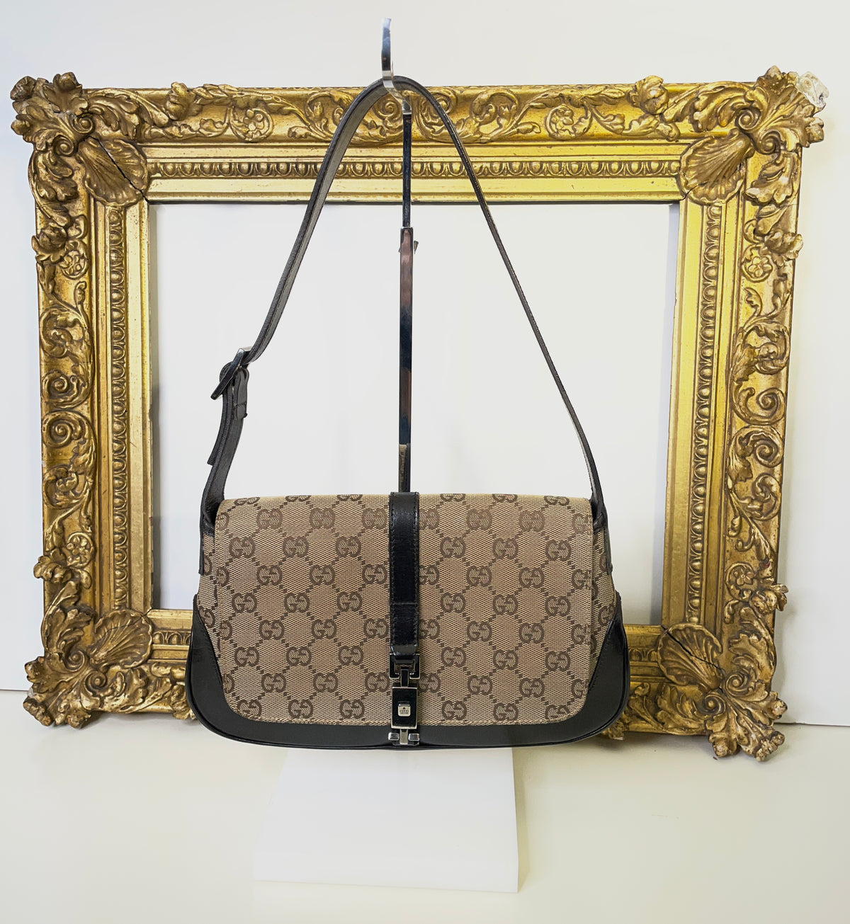 Gucci - Jackie Mini GG Beige con Pelle Marrone