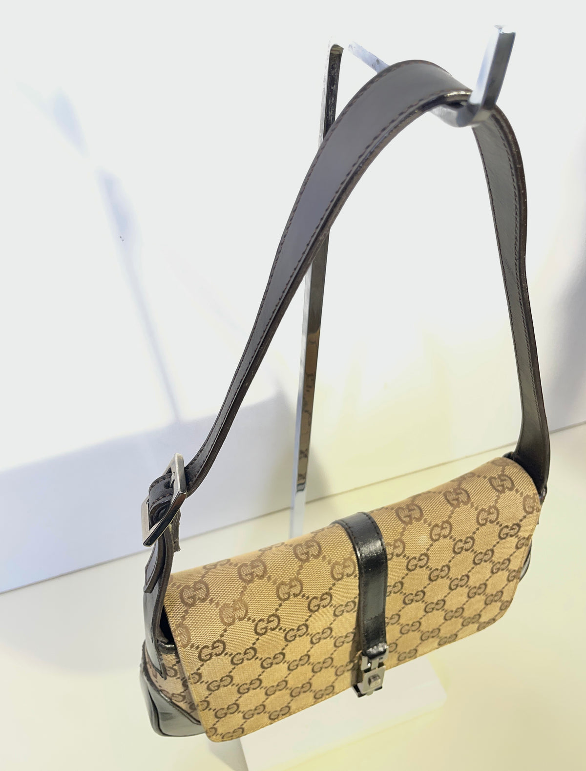 Gucci - Jackie Mini GG Beige con Pelle Marrone