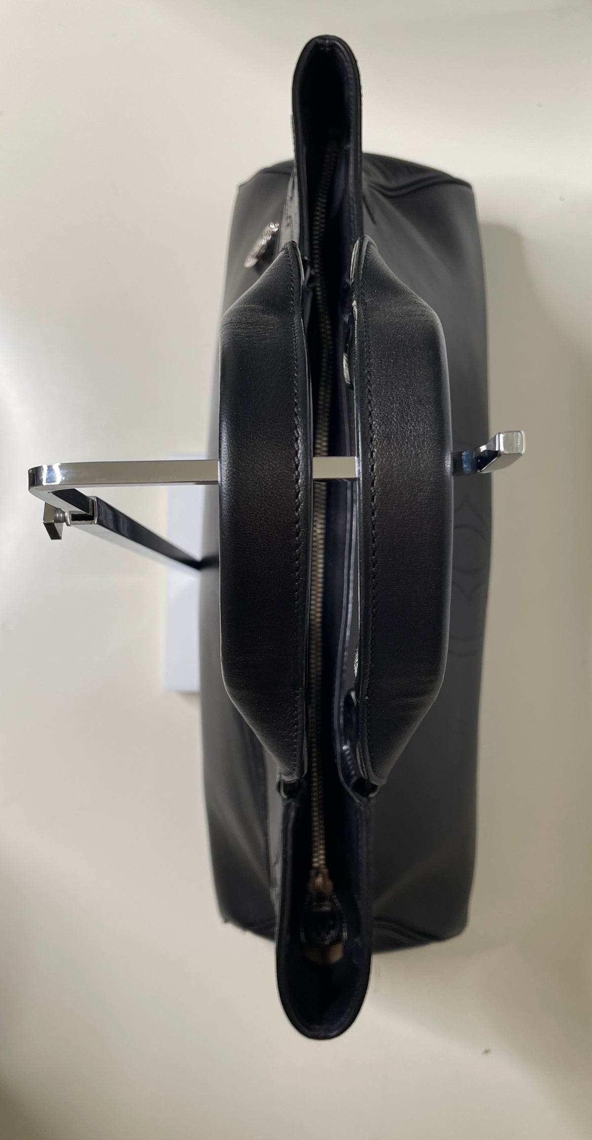 Cartier – Borsa a Spalla Marcello in Pelle Nera con Inserti in Lucertola