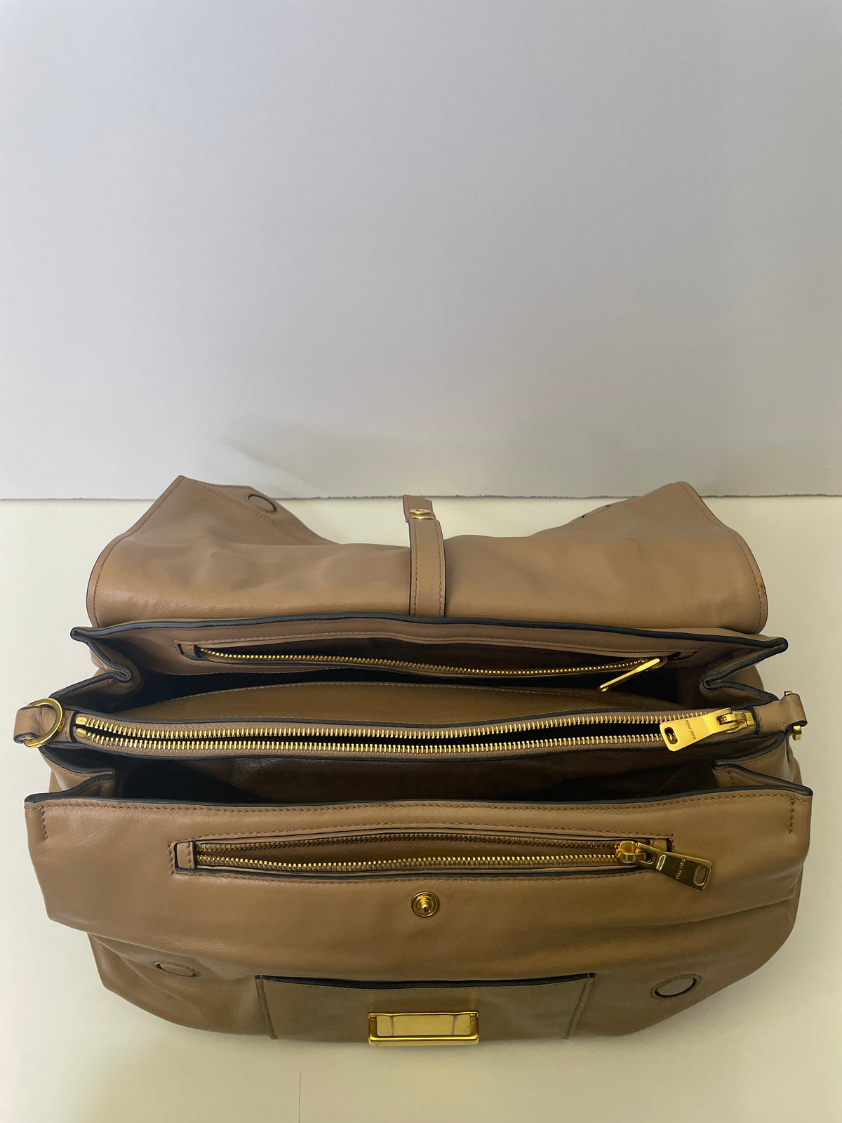 Miu Miu - Borsa Satchel in Pelle Cammello Full Set
