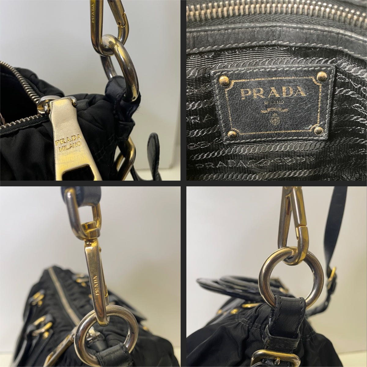 Prada - Shopper Goffrata in Nylon Nera con Manici Piccoli Rigidi