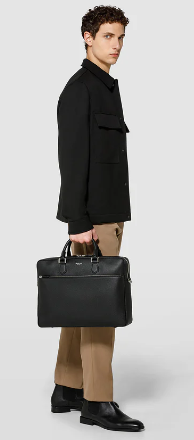 Serapian - Valigetta Cartella Business Slim in Pelle Cachemire Blu notte
