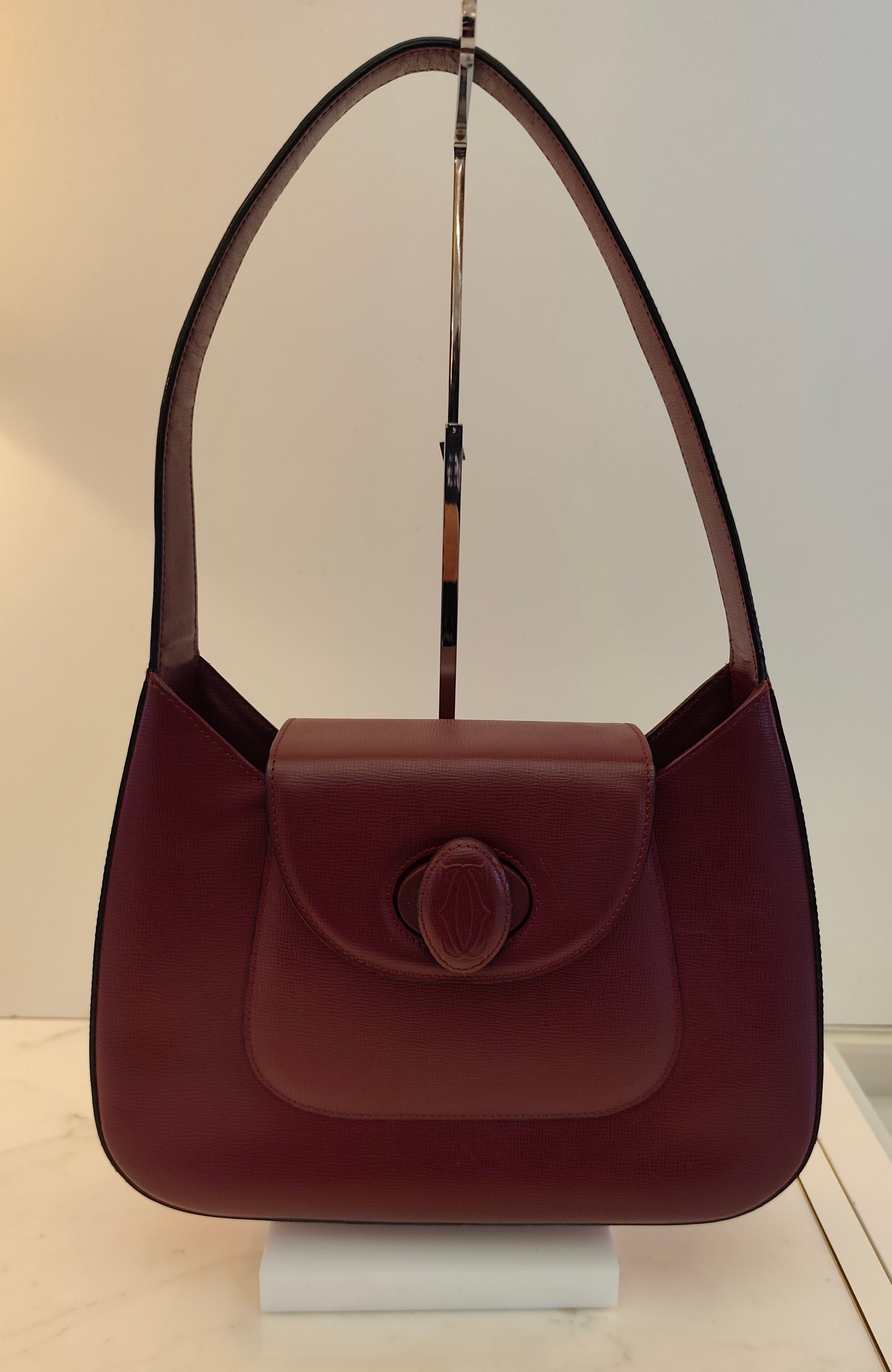 Cartier - Borsa a Spalla in Pelle Bordeaux con Chiusura a Girello