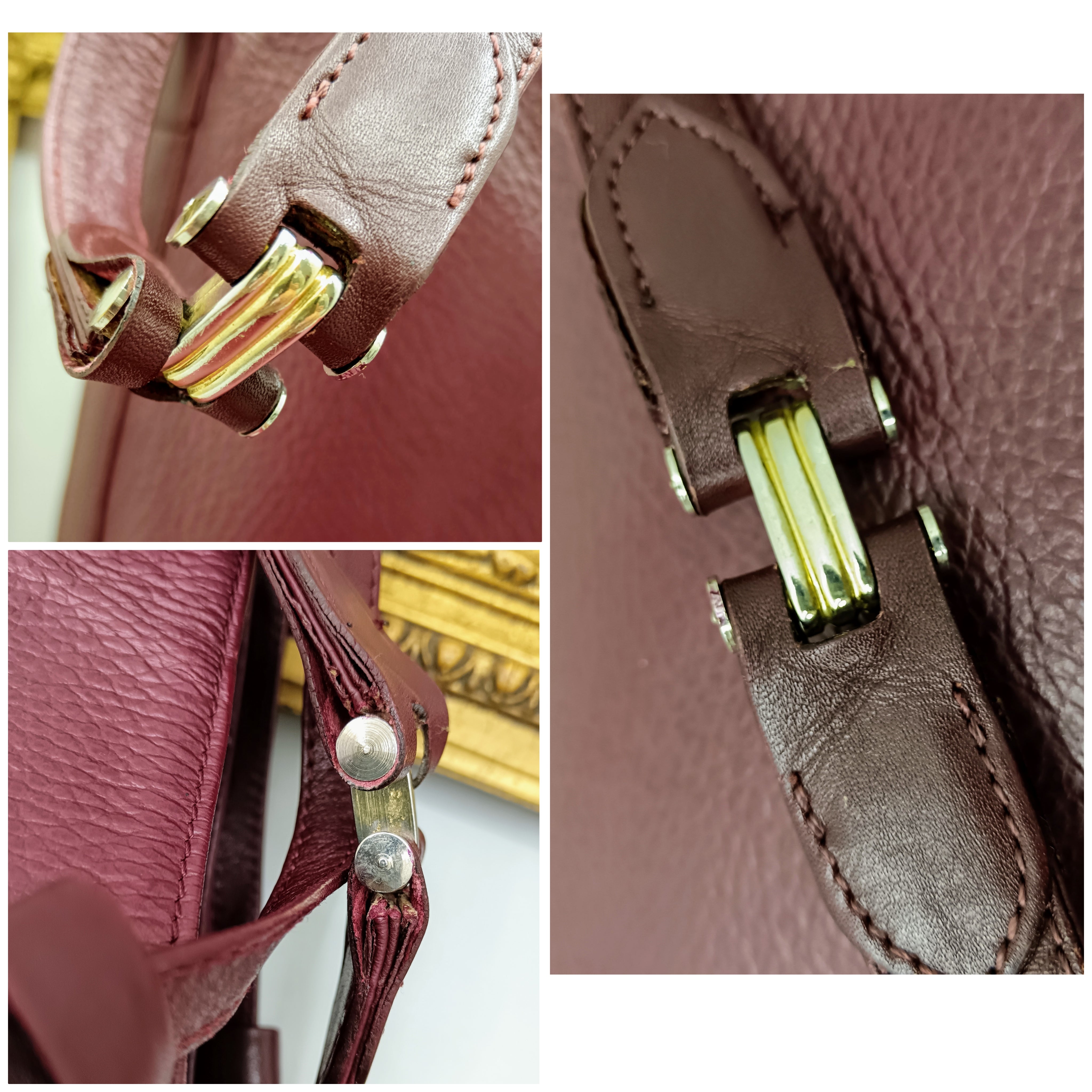 Cartier – Secchiello ovale in pelle bordeaux vintage