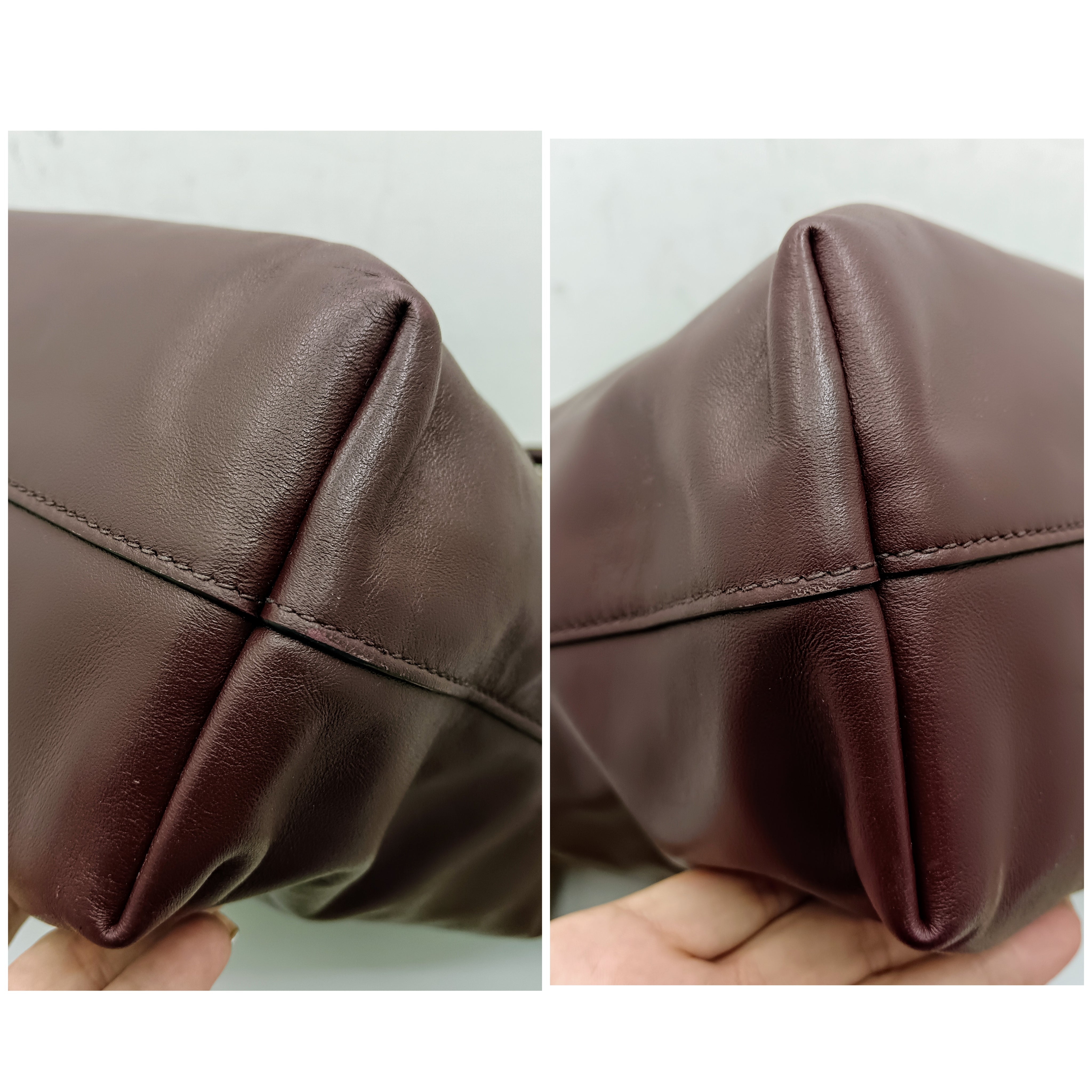 Prada – Borsa Shopper in pelle di vitello bordeaux