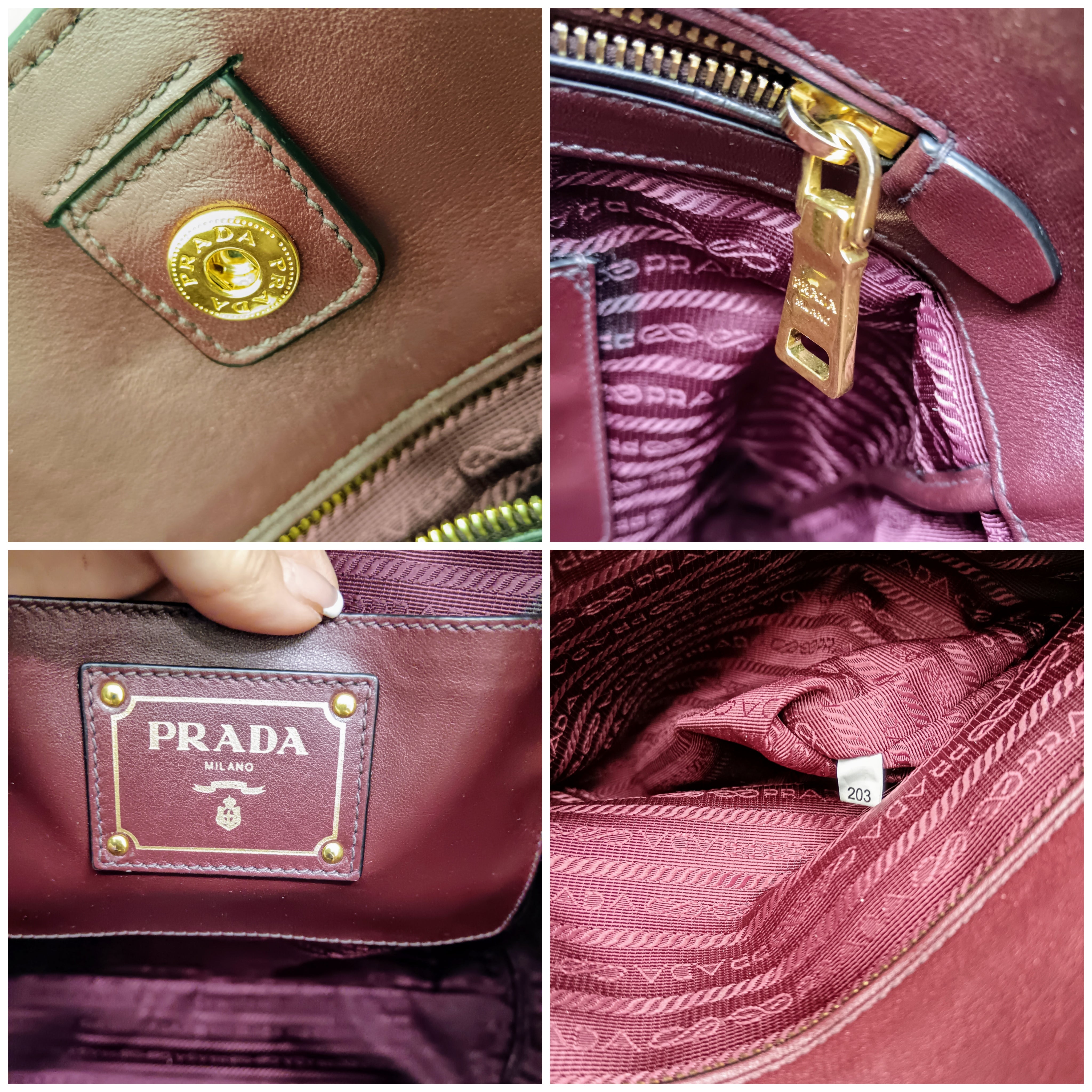 Prada – Borsa Shopper in pelle di vitello bordeaux