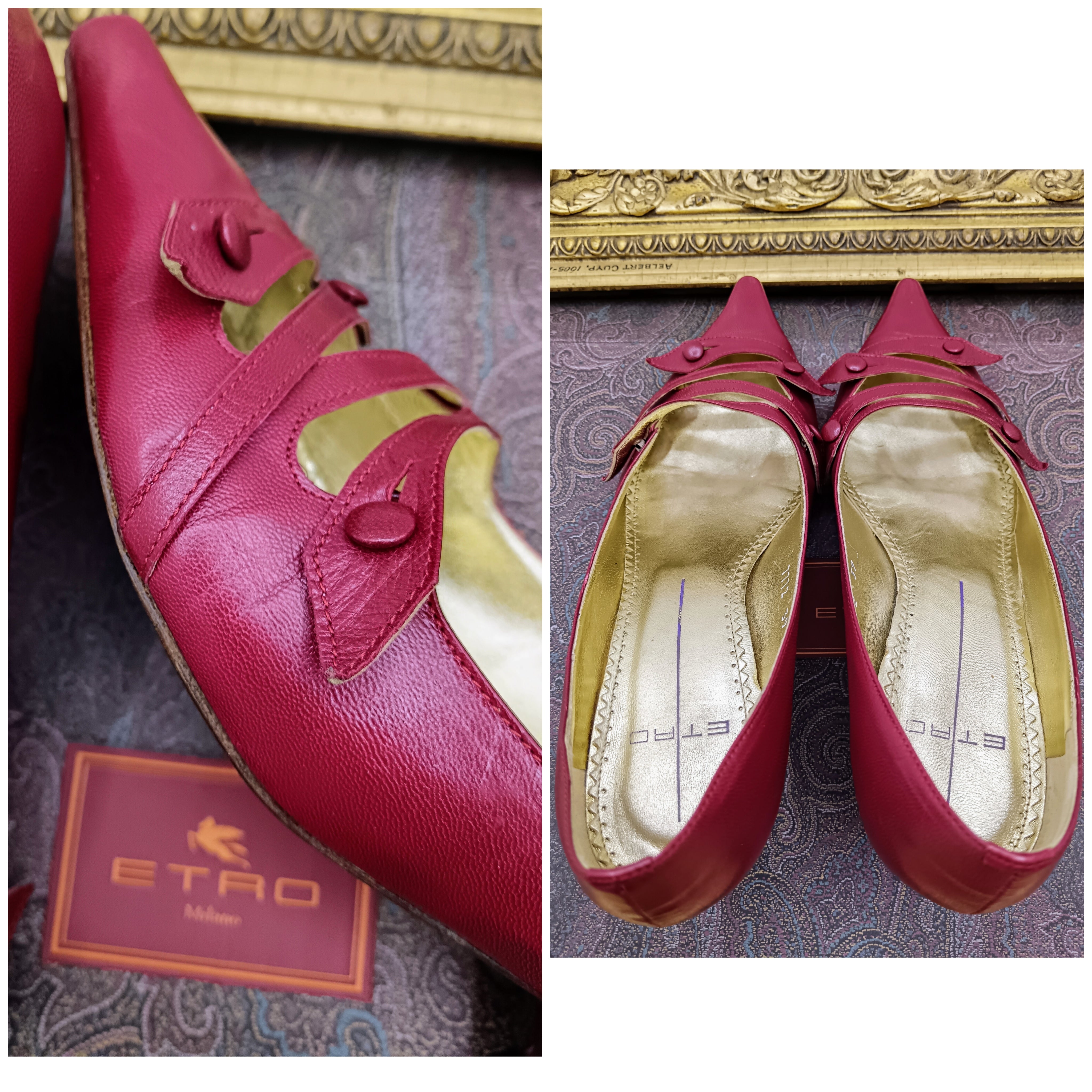 Etro – Décolleté a punta in pelle bordeaux