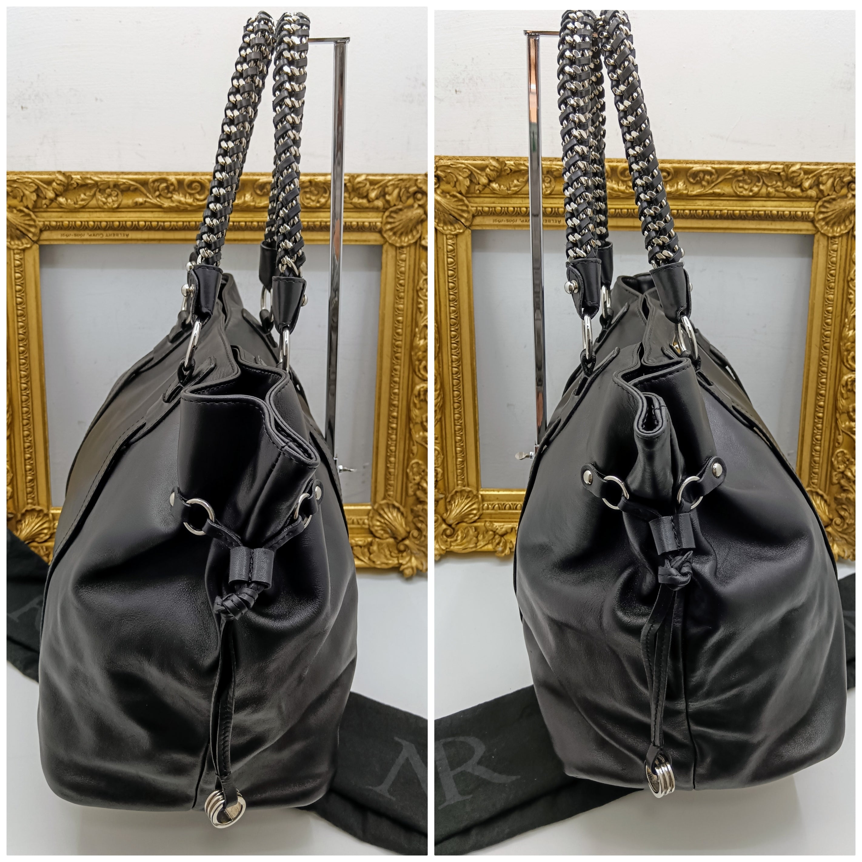 Orciani – Borsa maxi shopper a spalla modello “Neverfull” pelle nera
