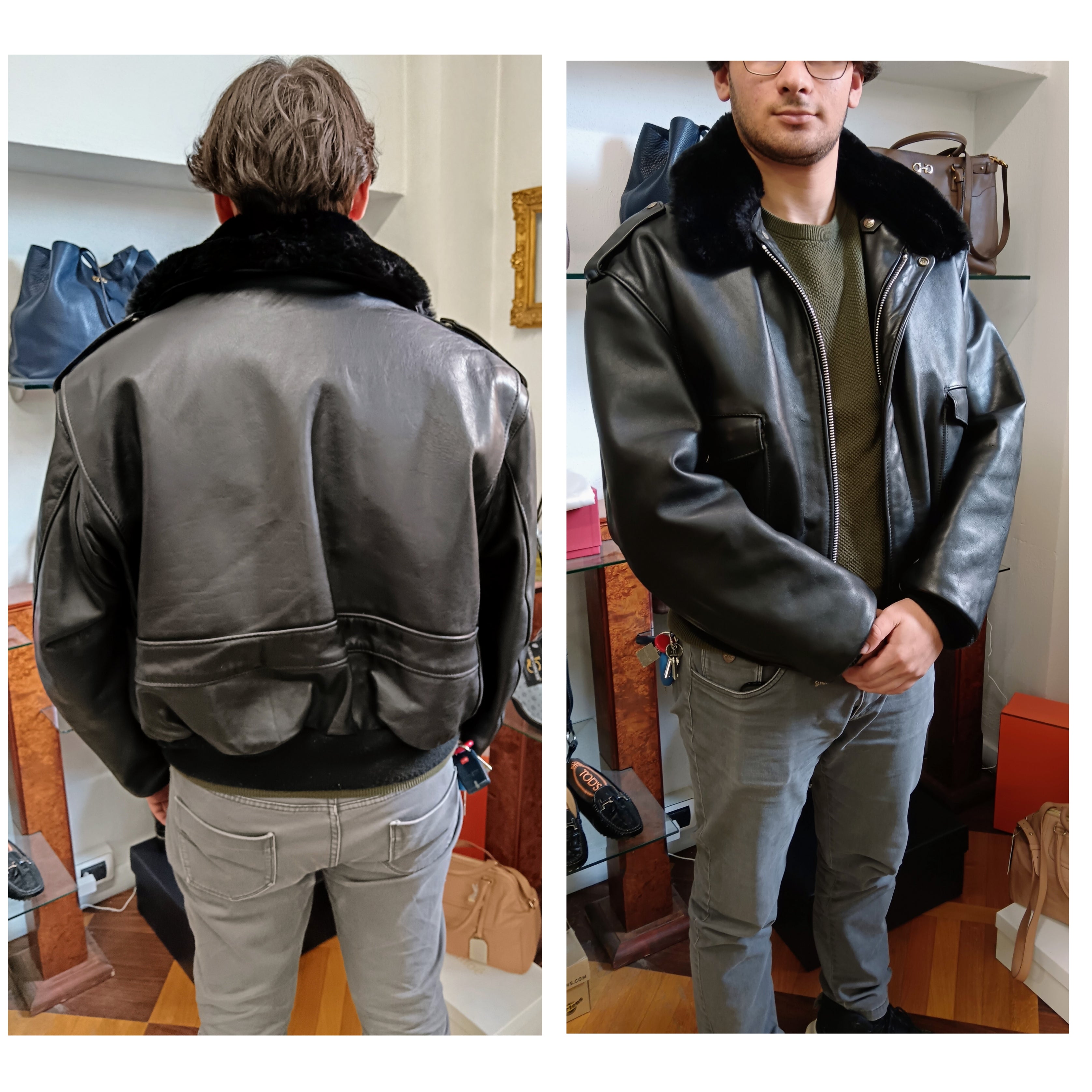 Schott N.Y.C. – Giubbotto Pelle Nero con Pelo Oversize Made in USA