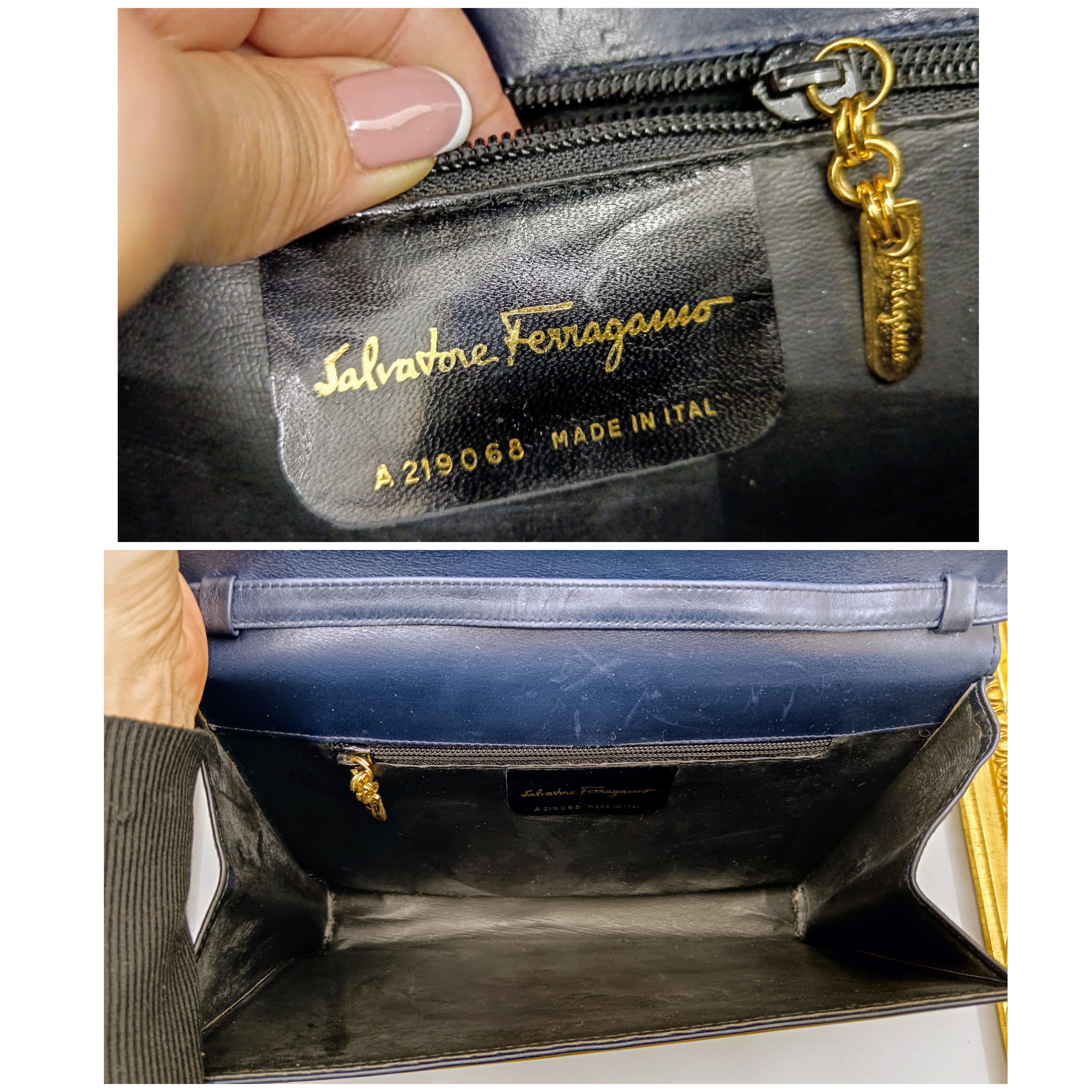 Ferragamo Salvatore – Borsetta “Vara Bag” Pochette Clutch a Tracolla Pelle Vintage
