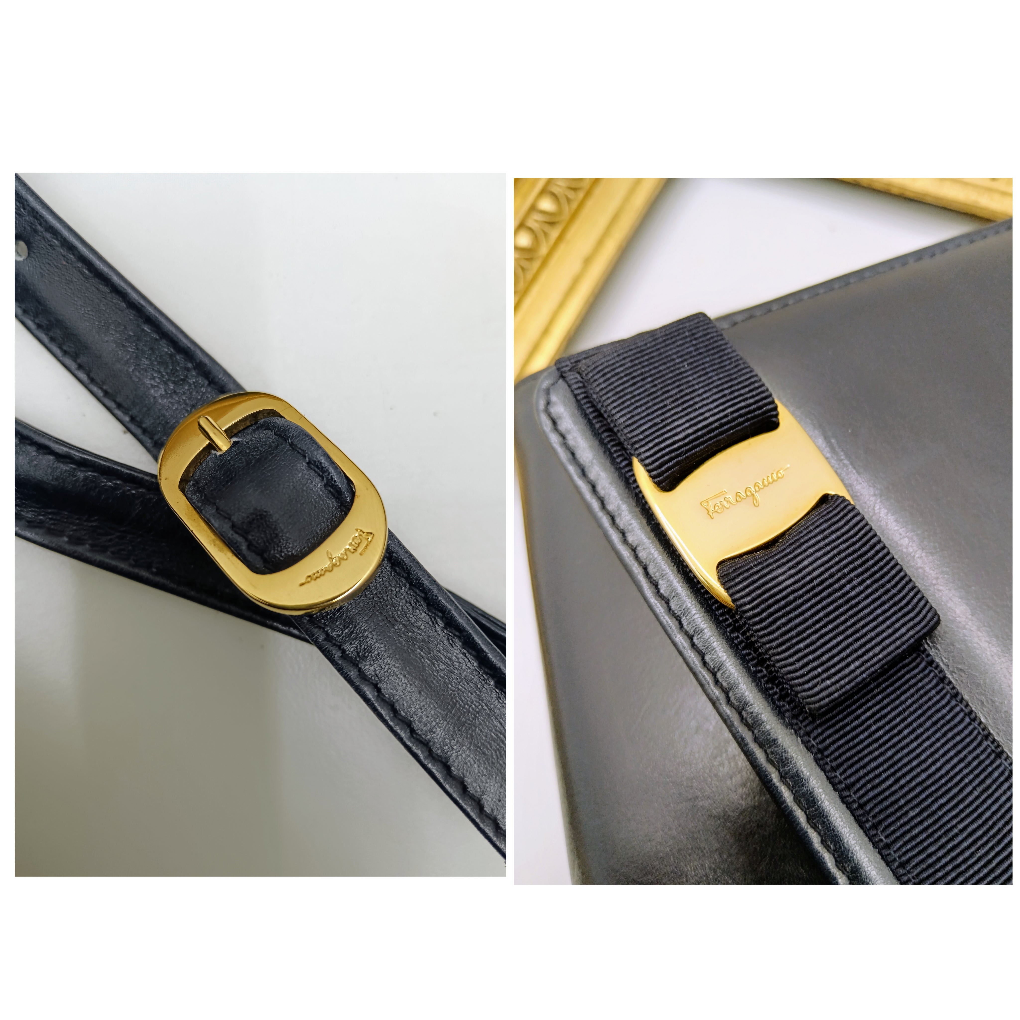 Ferragamo Salvatore – Borsetta “Vara Bag” Pochette Clutch a Tracolla Pelle Vintage