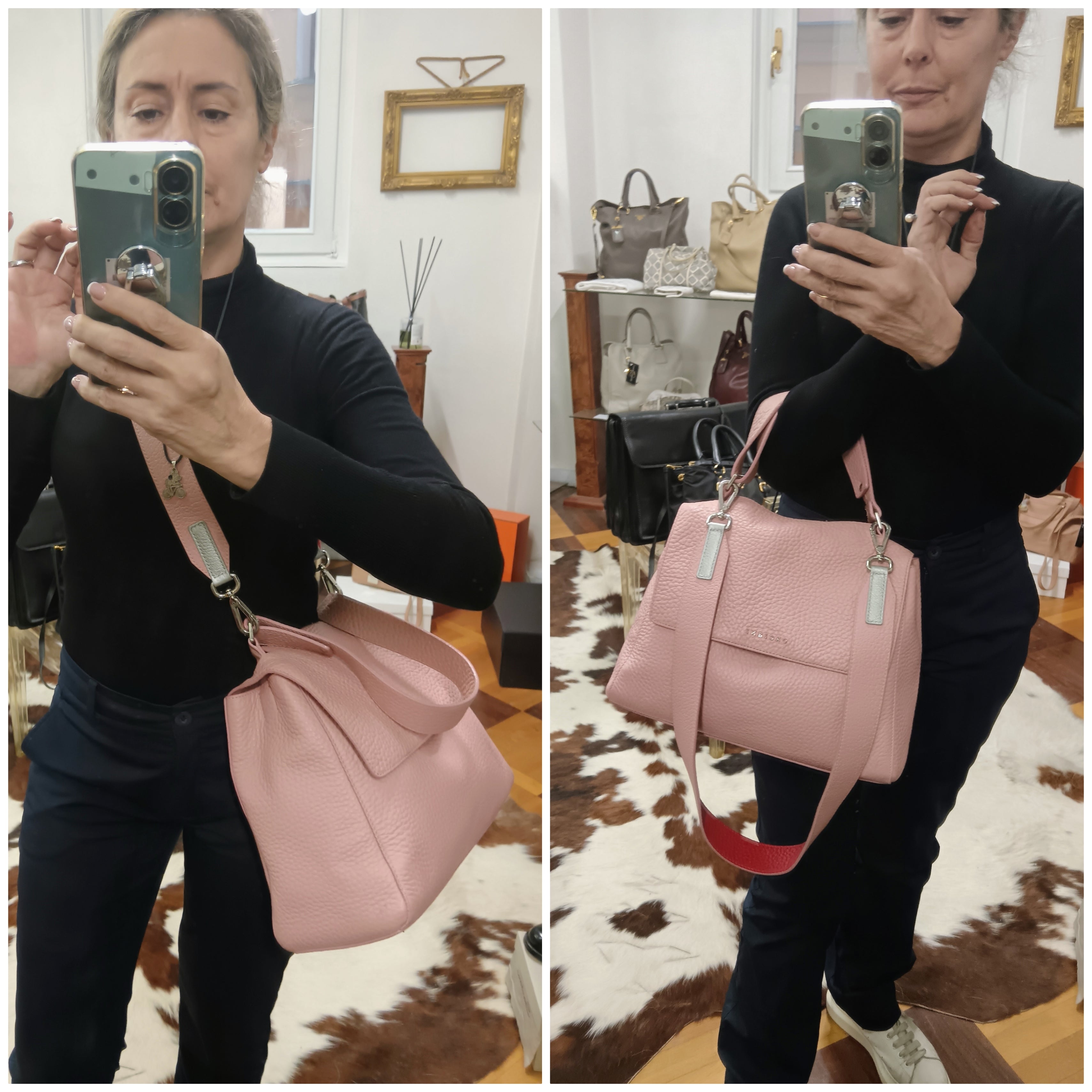 Orciani – Sveva Soft Media Pelle Martellata Rosa