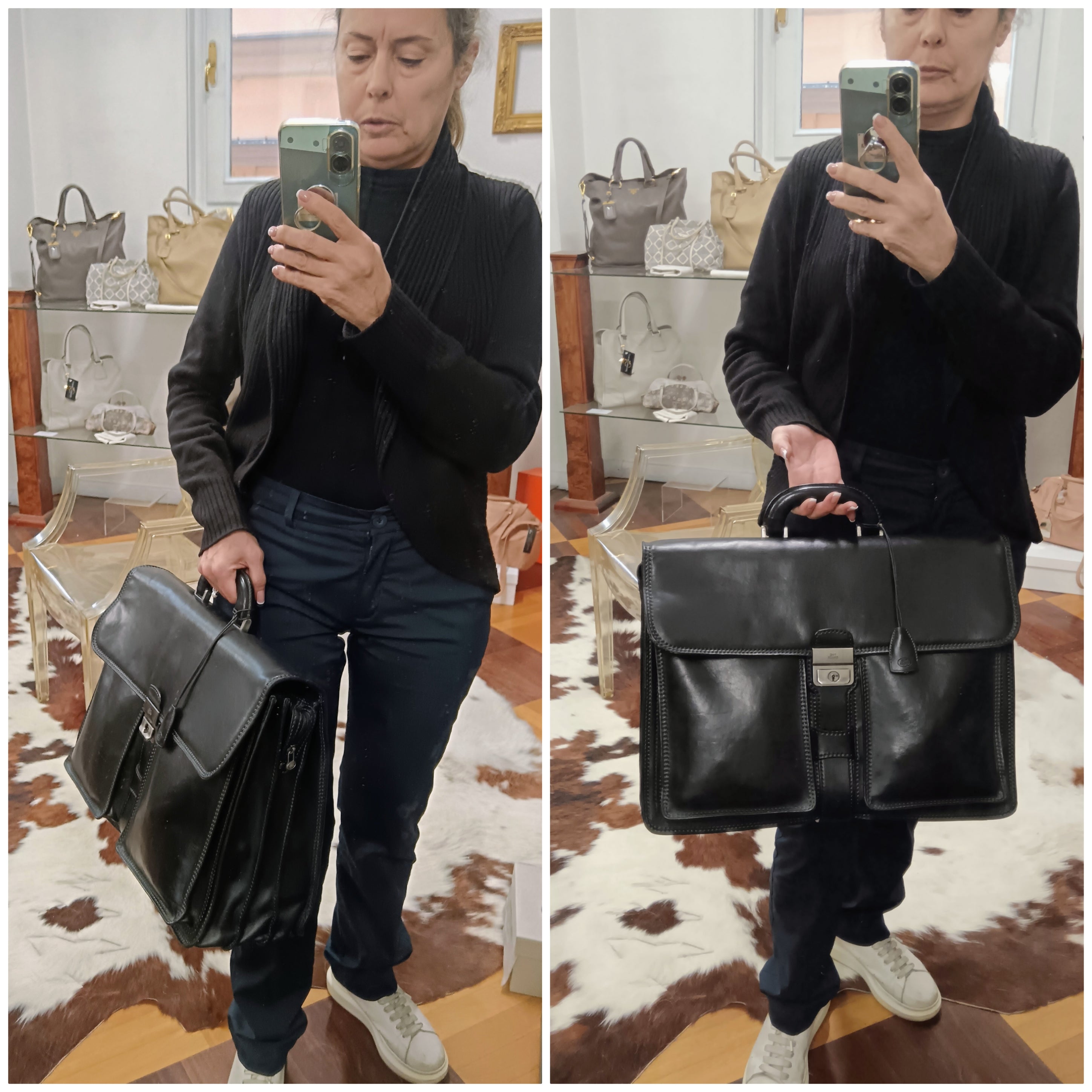 The Bridge – Cartella Espandibile 3 Soffietti Linea Story Pelle Nera