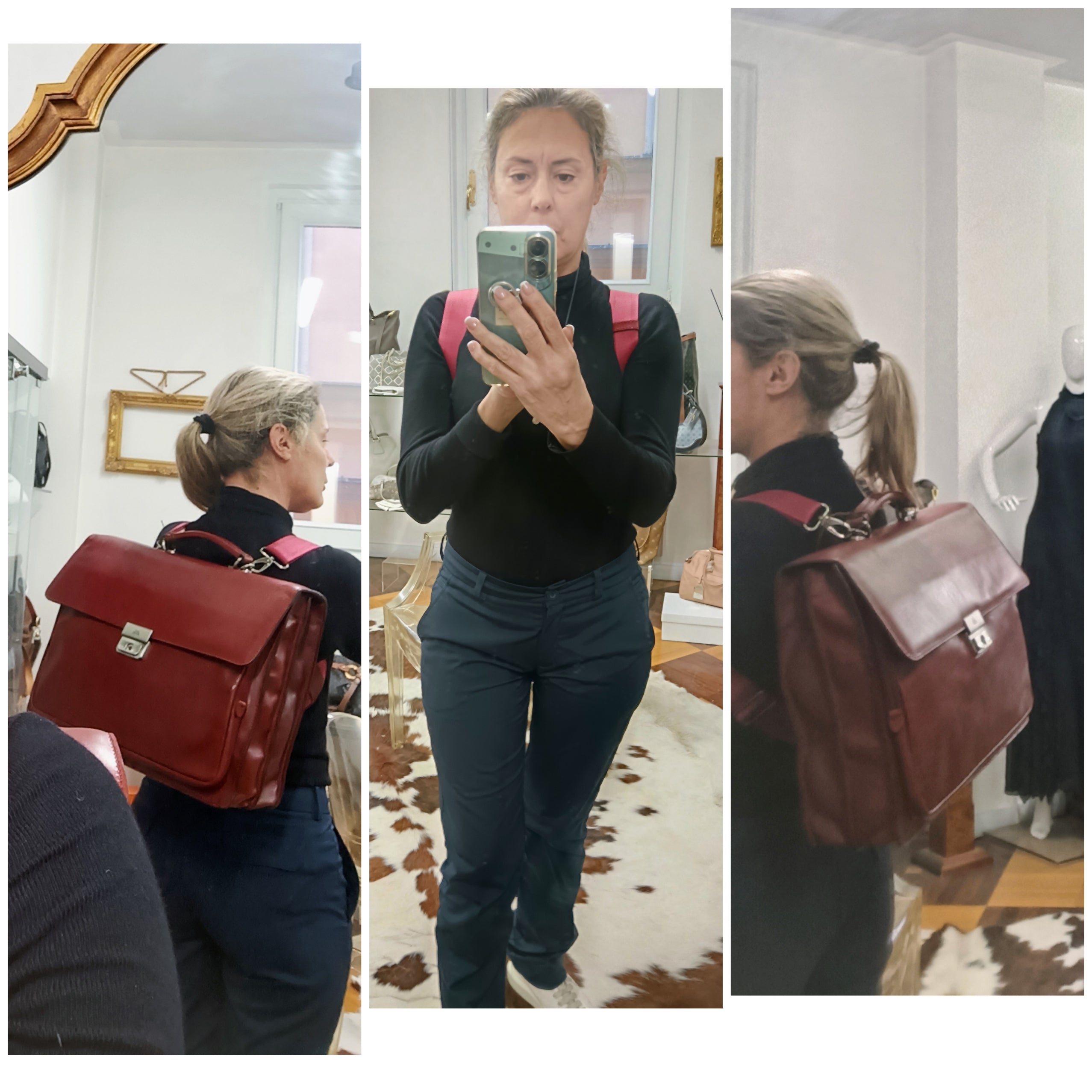 The Bridge – Cartella Pelle Bordeaux Portabilità Zaino Nuova