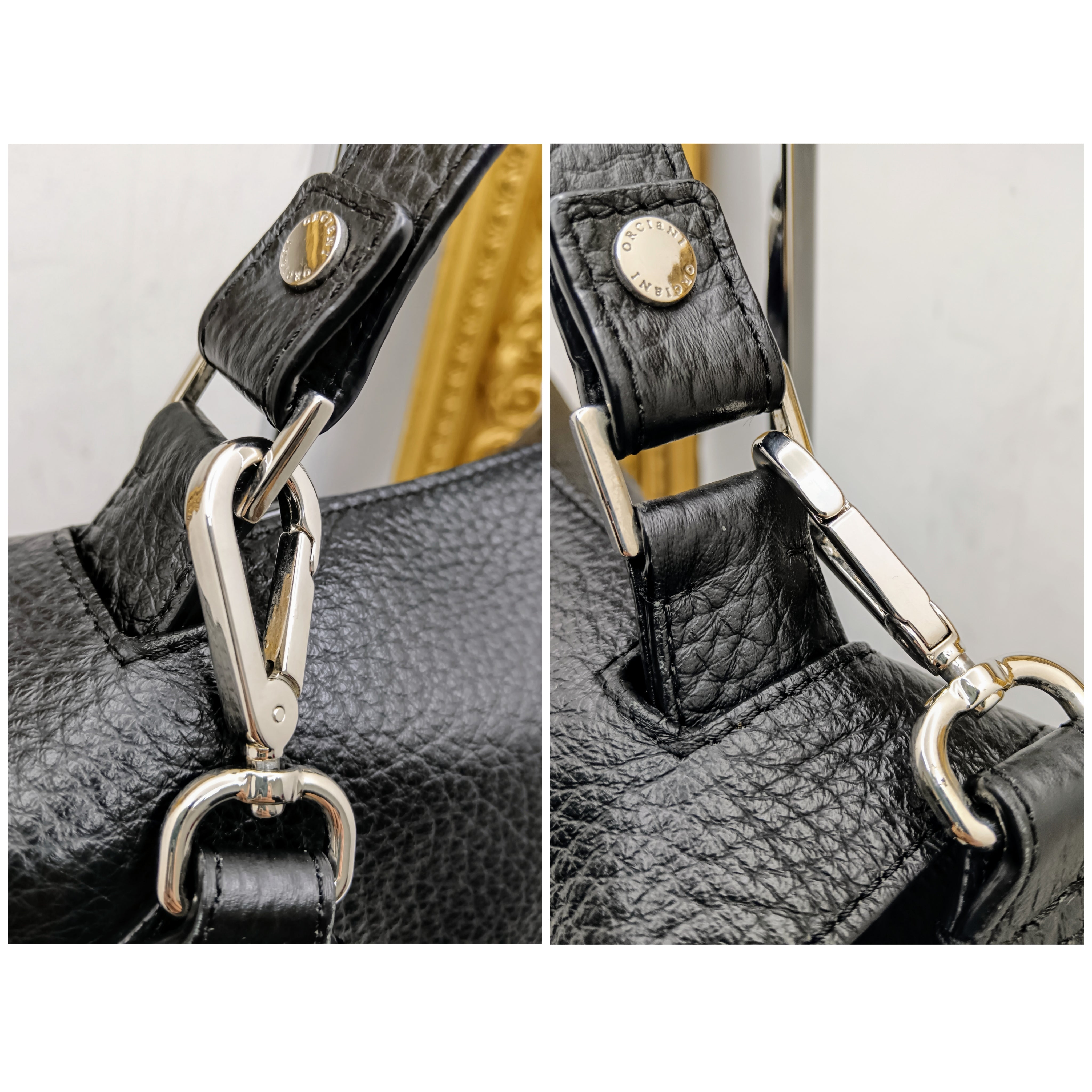 Orciani – Sveva Soft Media Tote Bag Pelle Martellata Nera con Tracolla