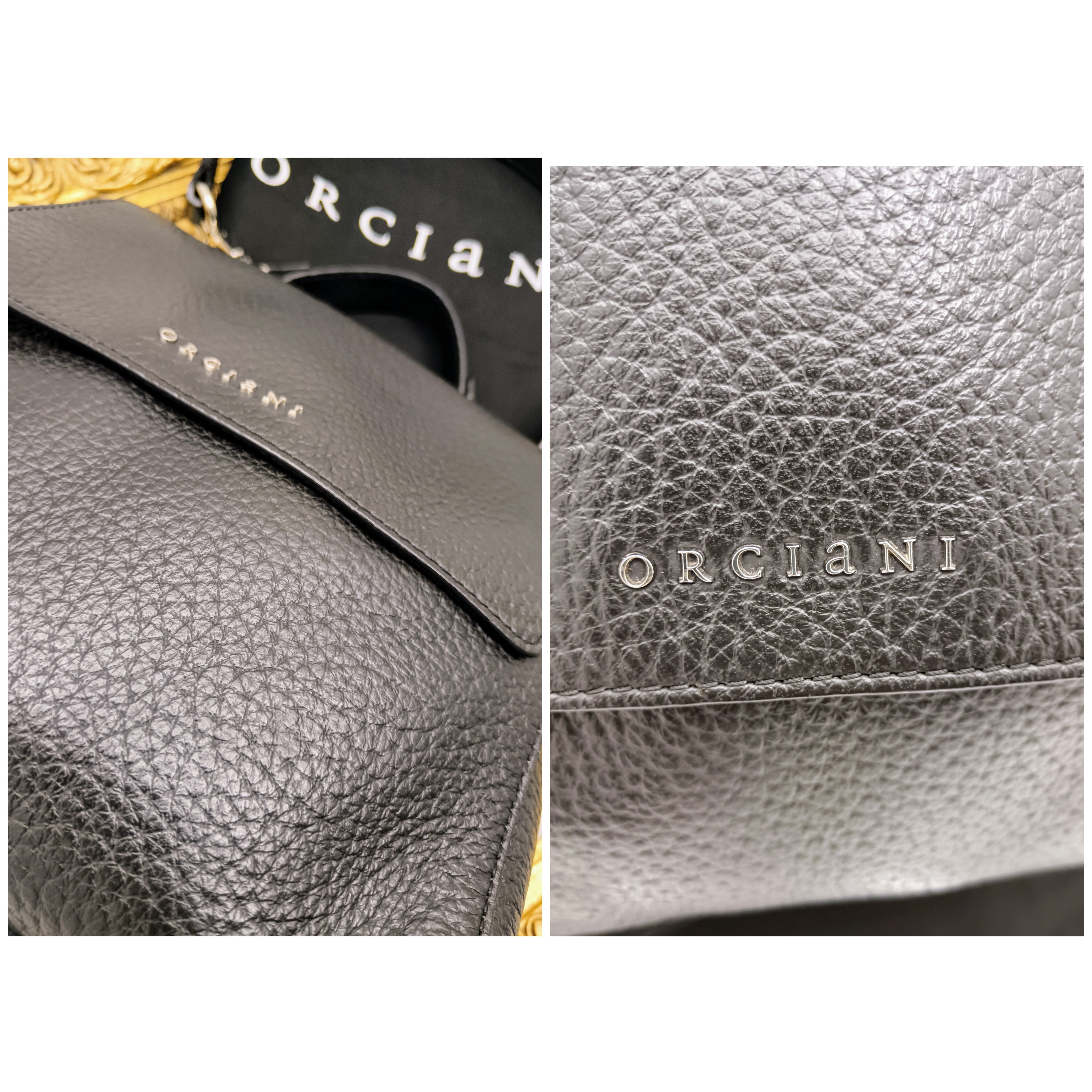 Orciani – Sveva Soft Media Tote Bag Pelle Martellata Nera con Tracolla