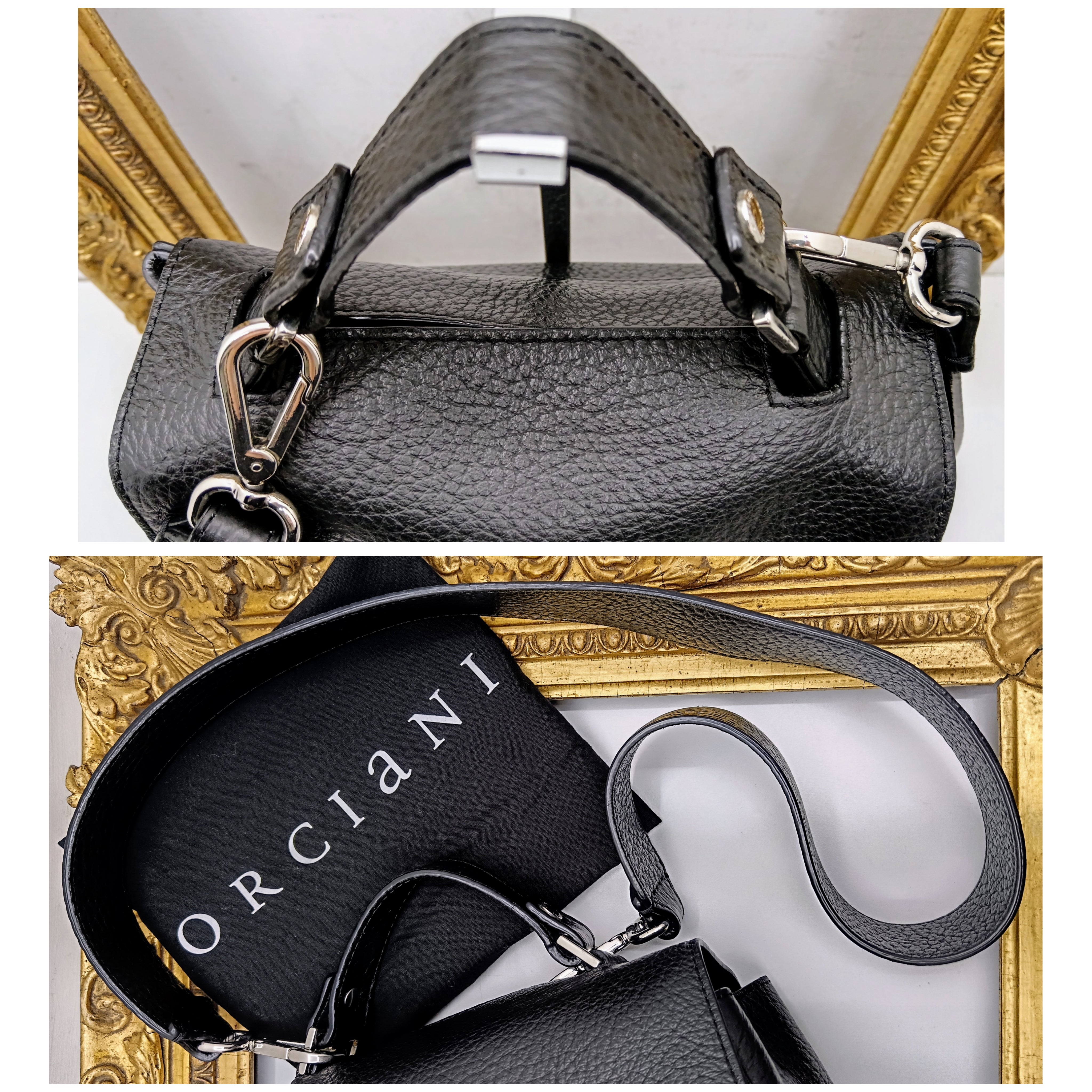 Orciani – Sveva Soft Media Tote Bag Pelle Martellata Nera con Tracolla