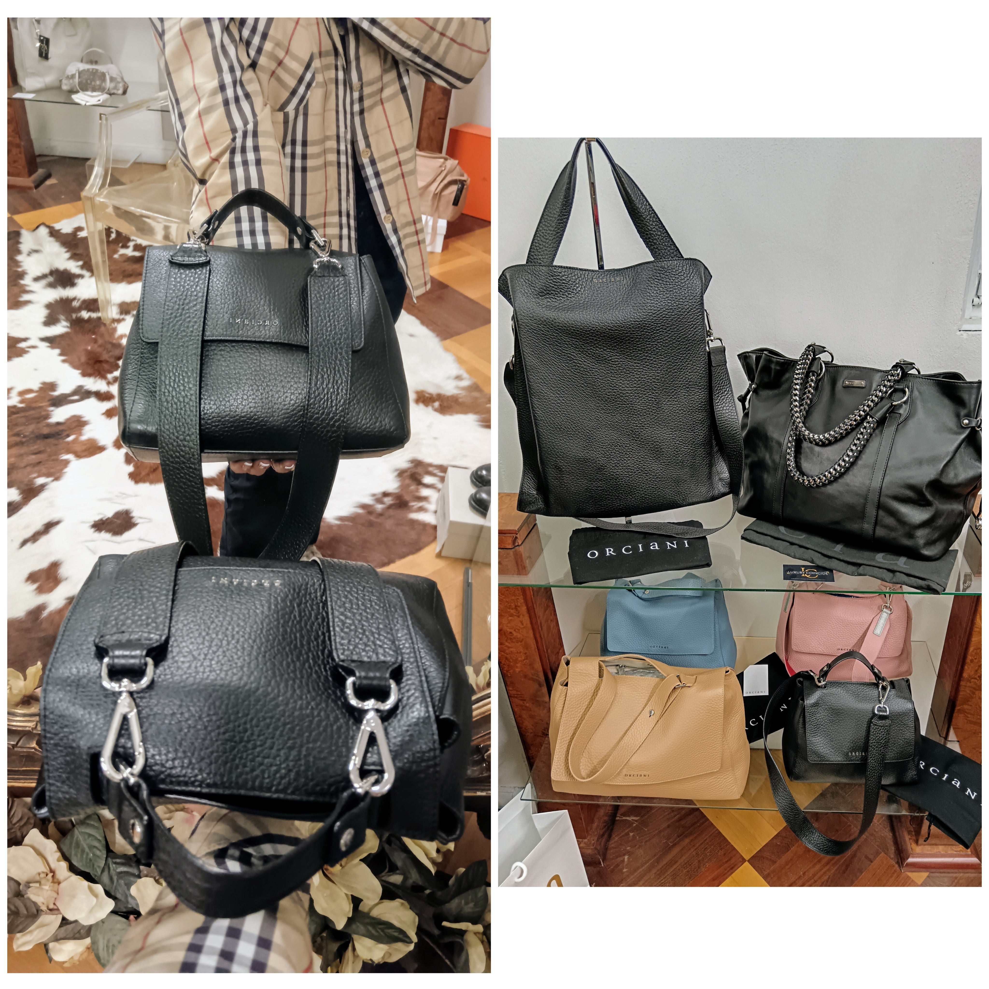 Orciani – Sveva Soft Media Tote Bag Pelle Martellata Nera con Tracolla