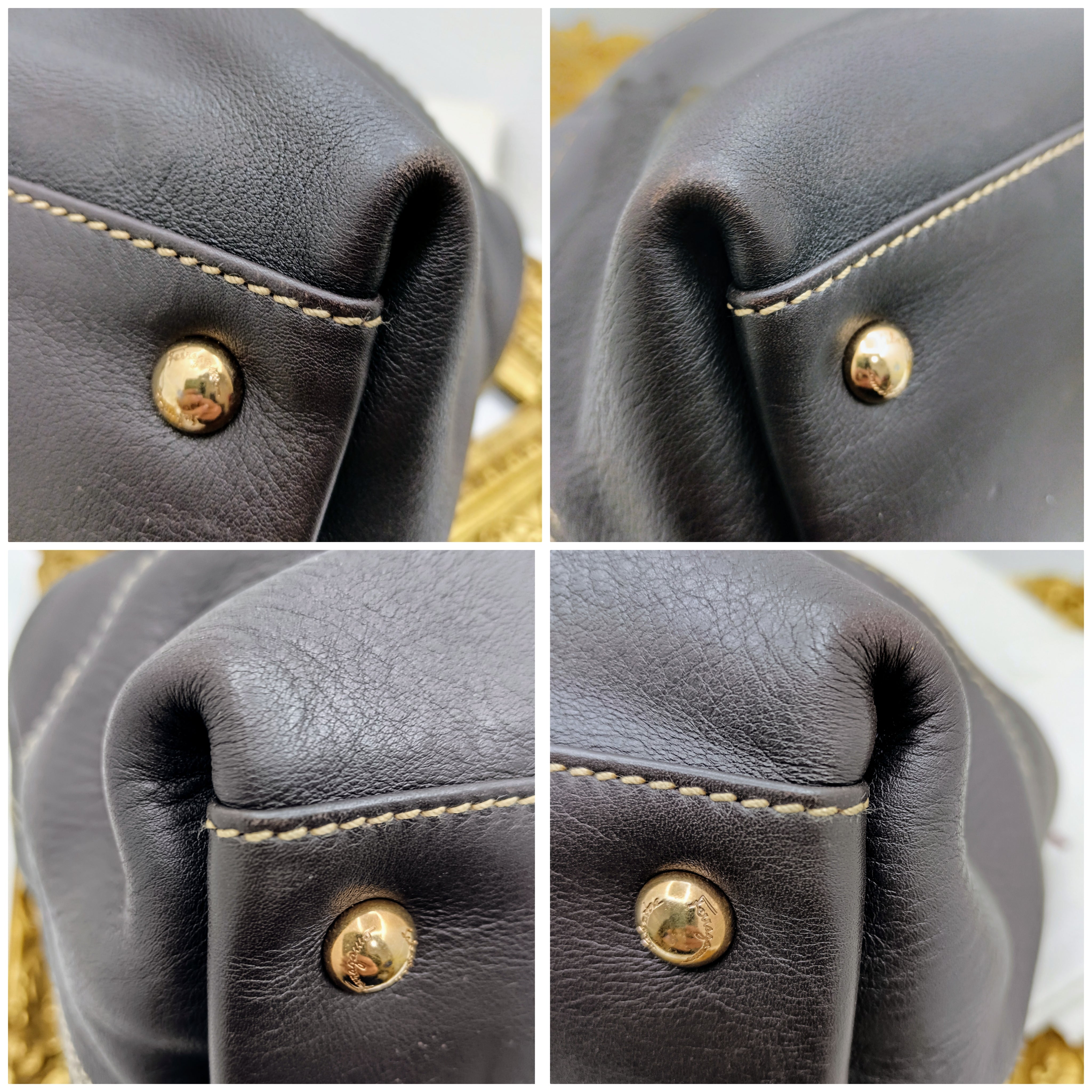 Ferragamo Salvatore – Borsa Shopper Gancini Pelle Marrone con Tracolla