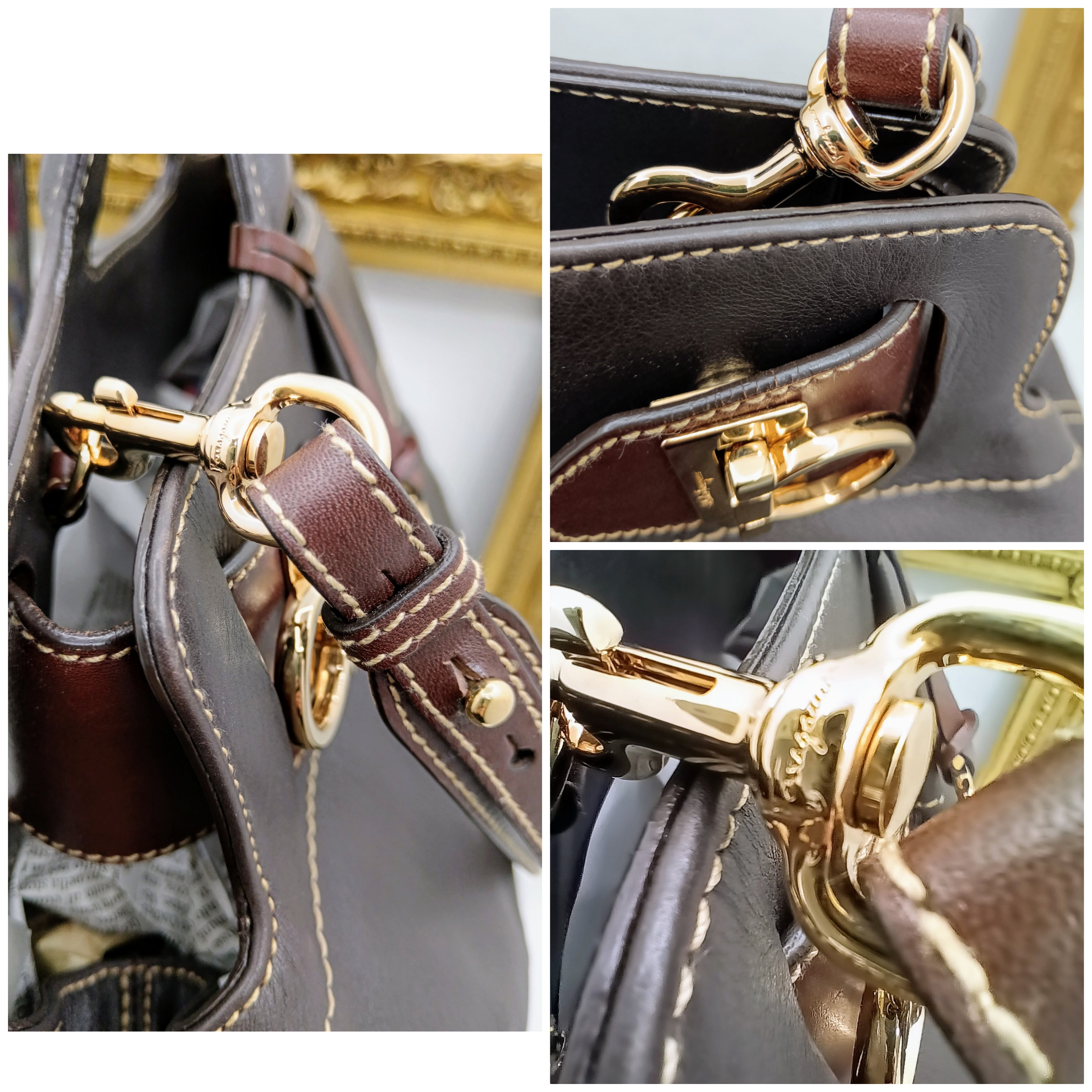 Ferragamo Salvatore – Borsa Shopper Gancini Pelle Marrone con Tracolla
