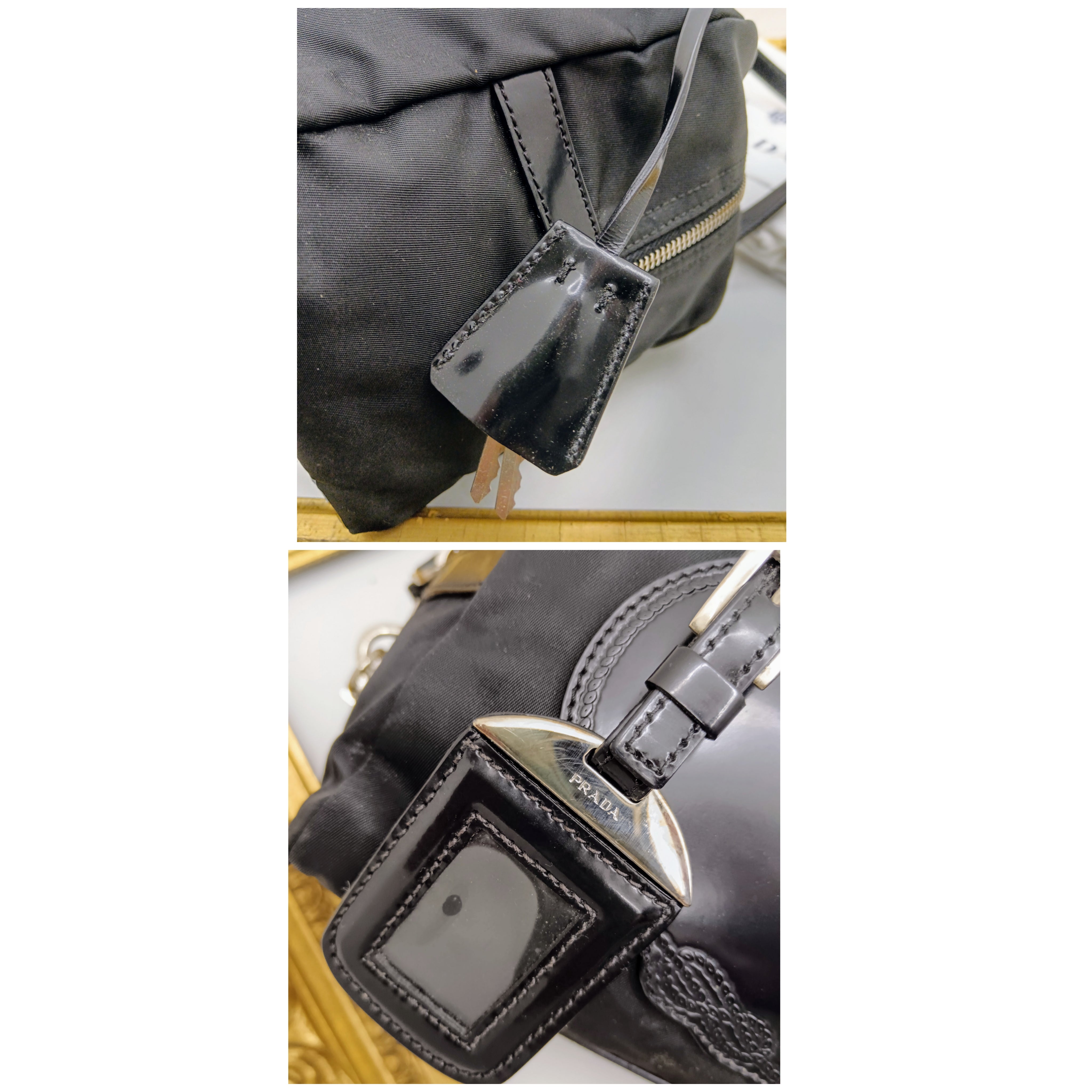 Prada - Bauletto Grande Logo Jacquard in Nylon e Vernice