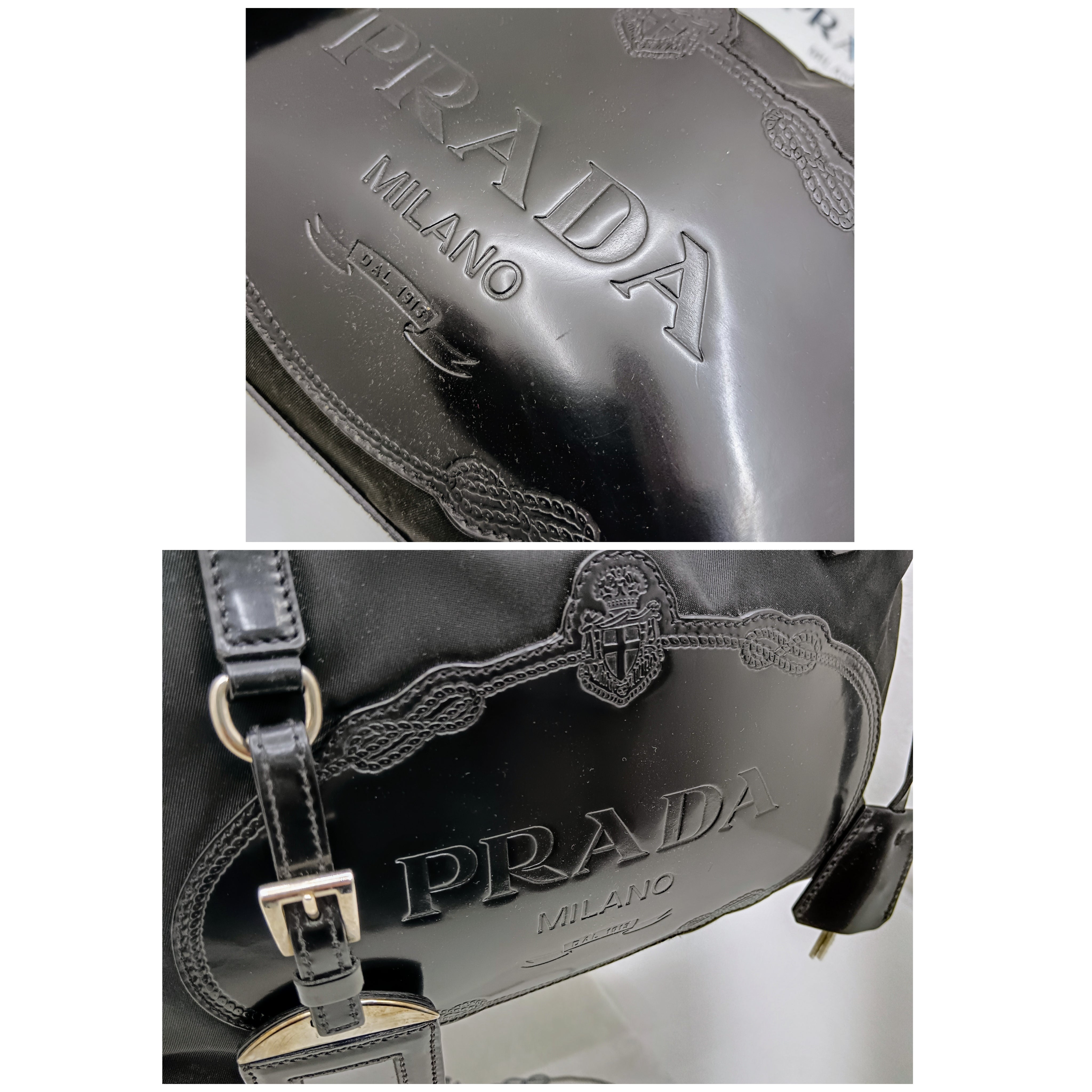 Prada - Bauletto Grande Logo Jacquard in Nylon e Vernice