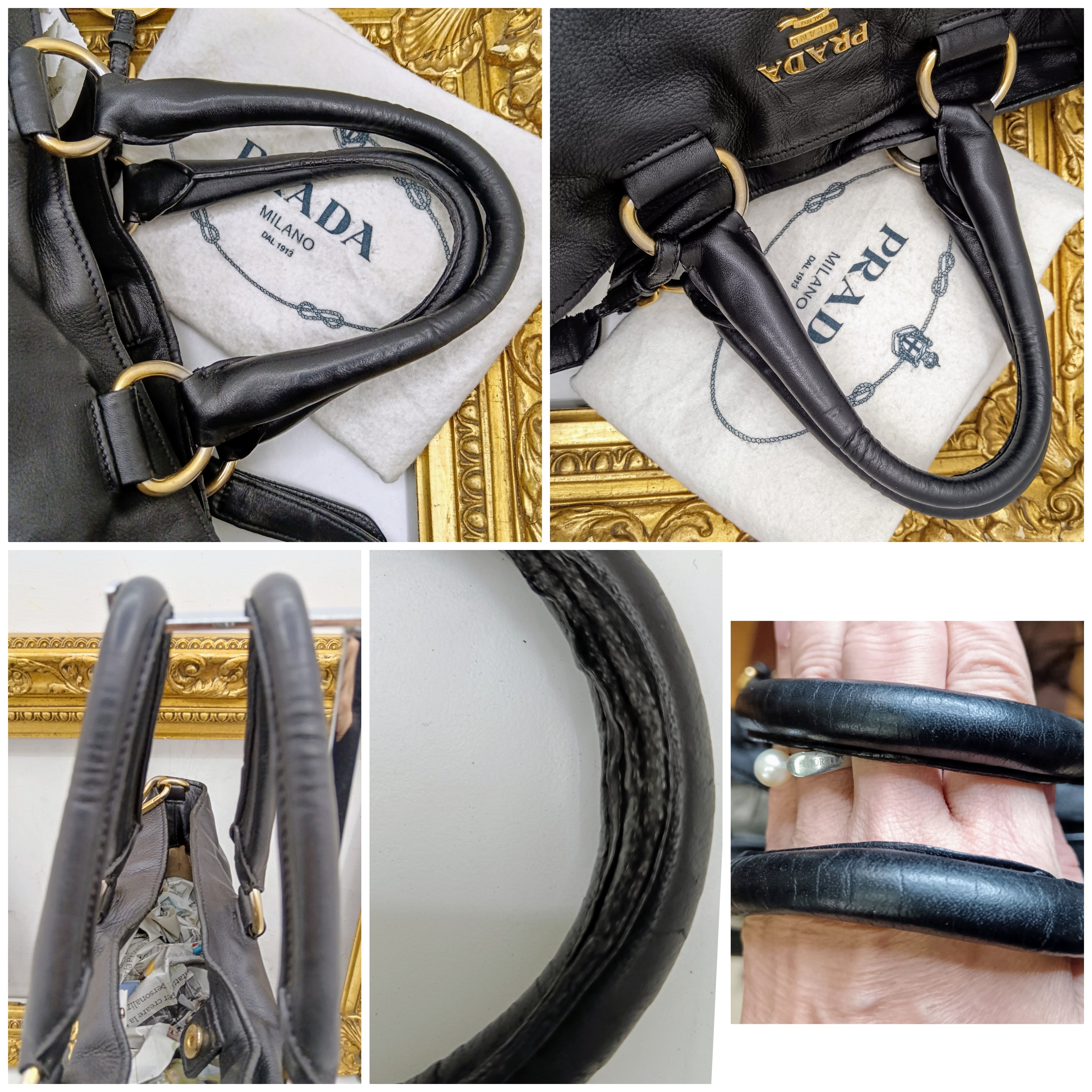 Prada – Borsa Shopper Lettering a Spalla in Pelle Nera con tracolla